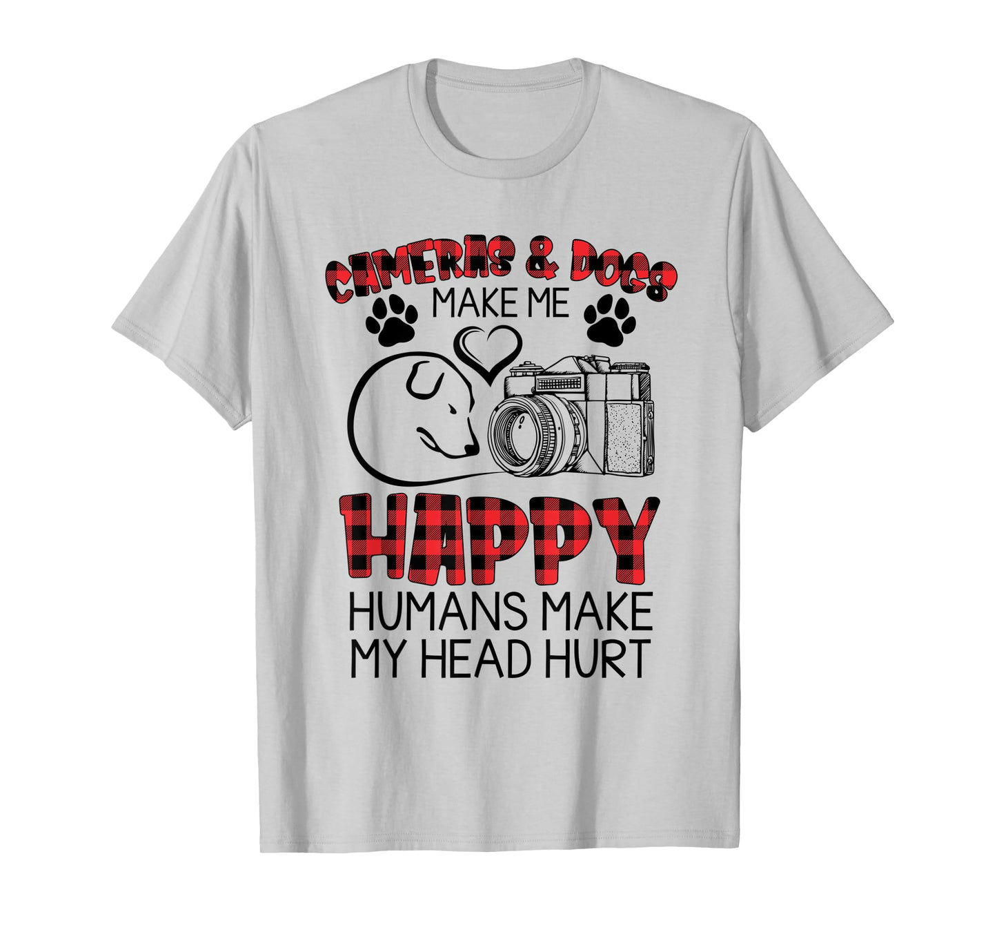 Cameras And Dogs Make Me Happy Funny Photographers Shirt