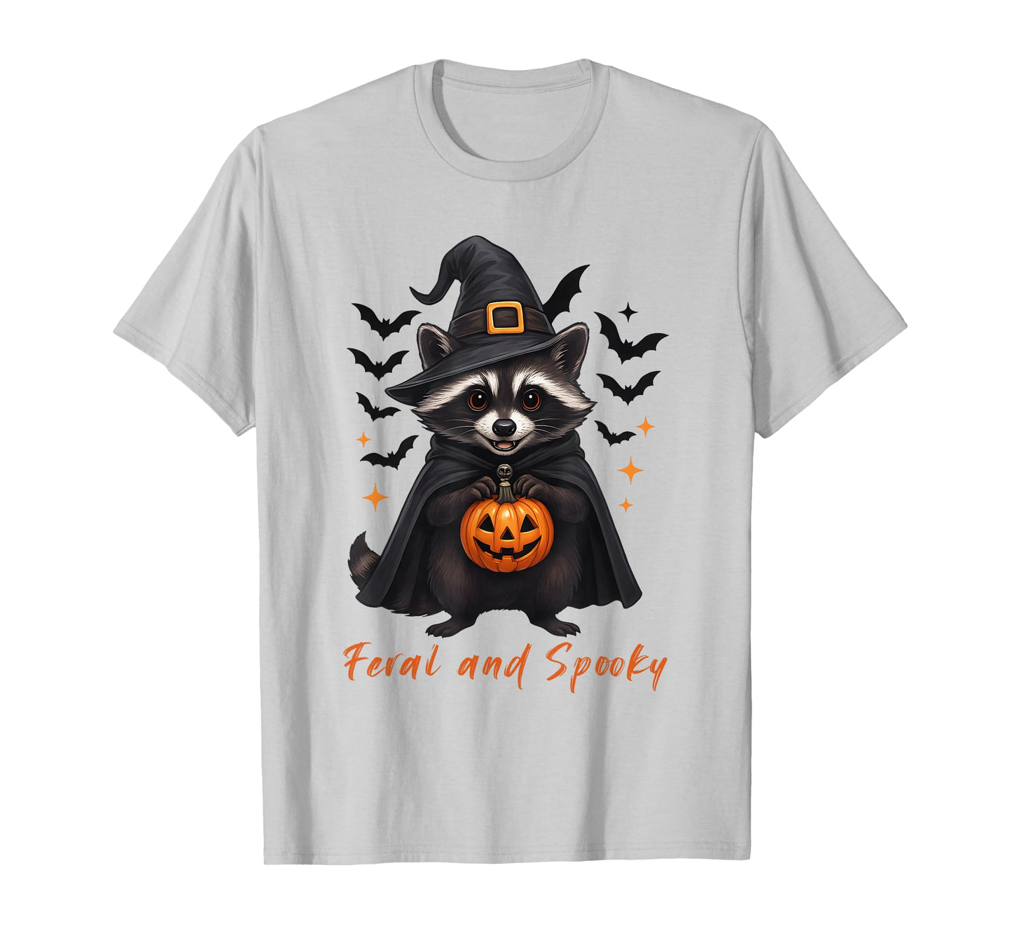 Funny Spooky and Feral Raccoon Halloween Women Kids Men T-Shirt