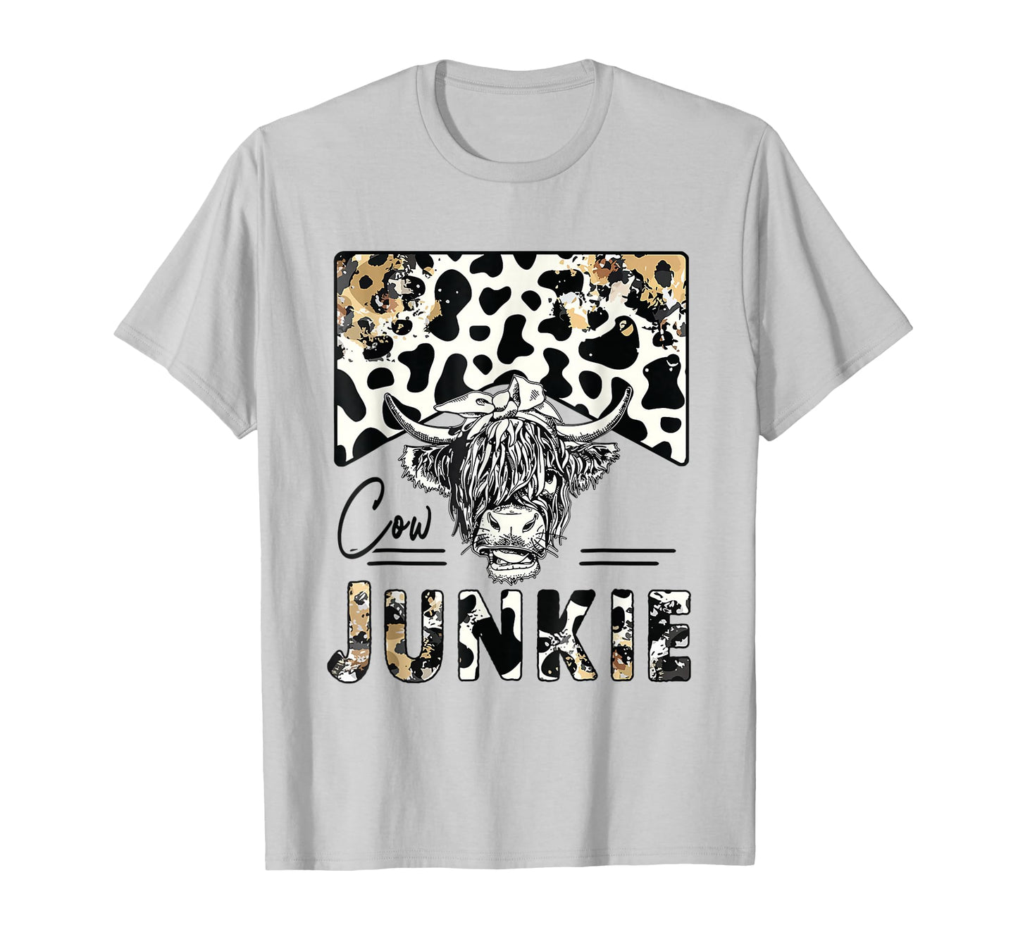 Leopard Highland Cow Bandana Cow Junkie Western Country Gift T-Shirt