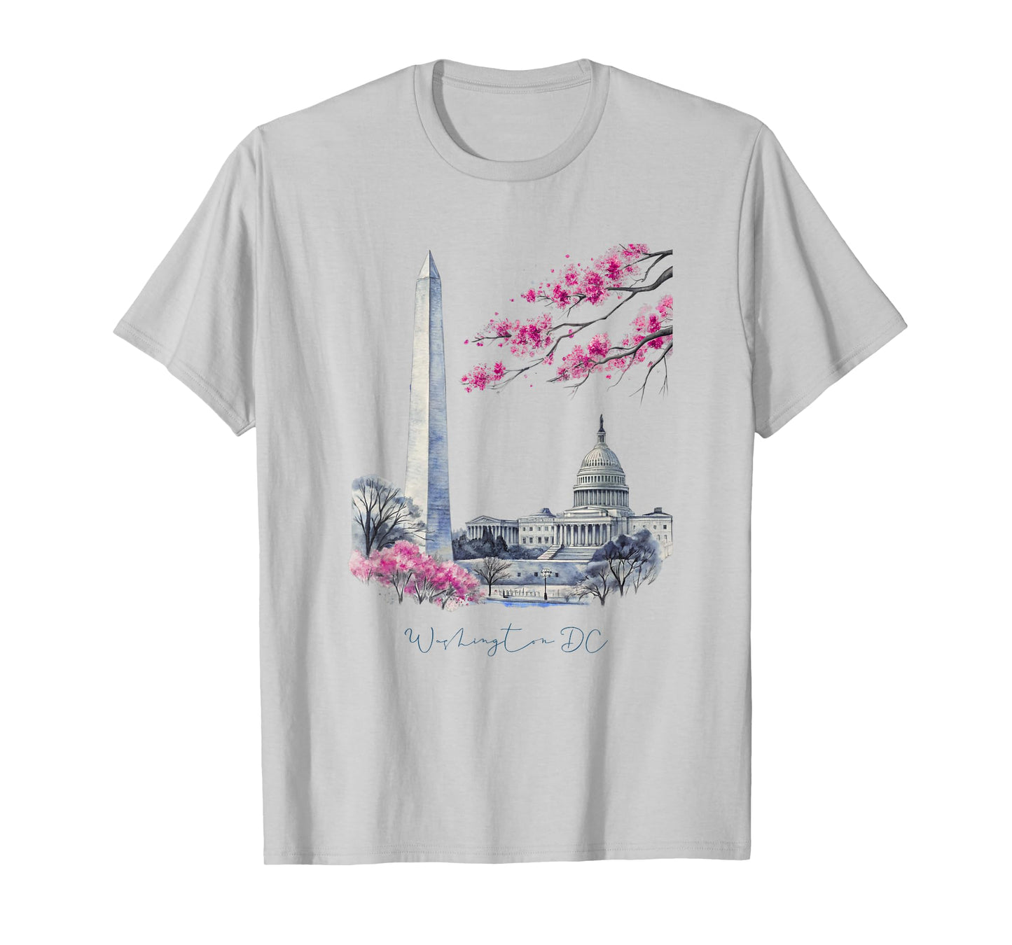 Washington DC Landmarks Cherry Blossoms Art T-Shirt