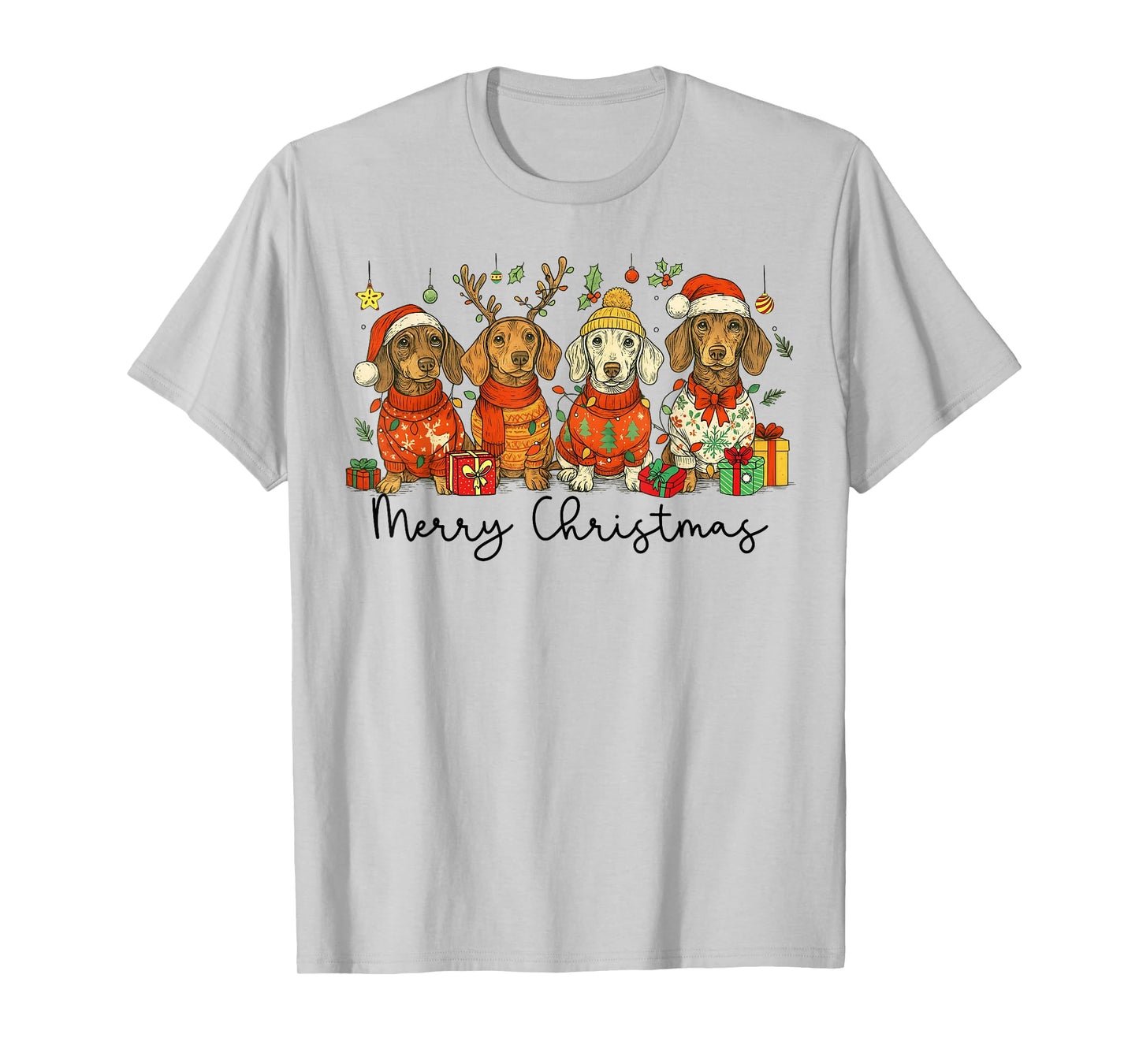 Merry Christmas Funny Dachshund Weenie Dog Lover Cute T-Shirt