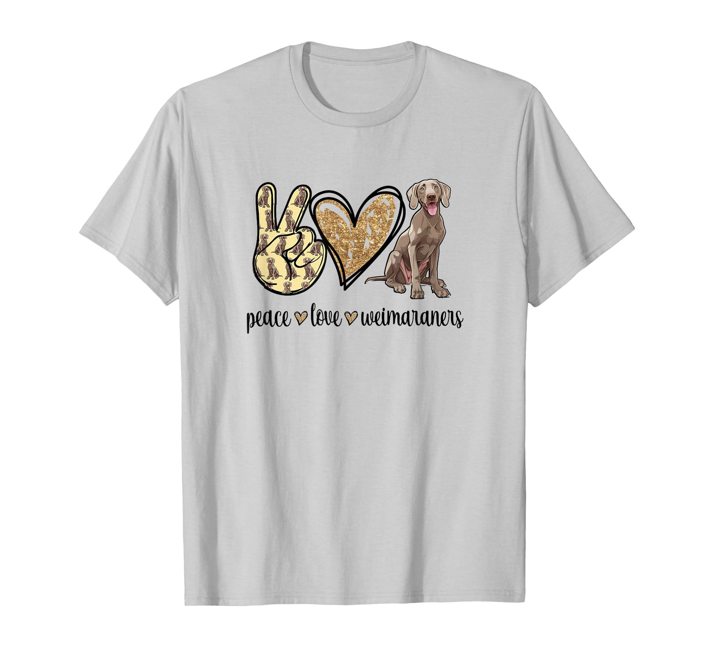 Womens Girls Owners Cute Peace Love Weimaraner Lover T-Shirt