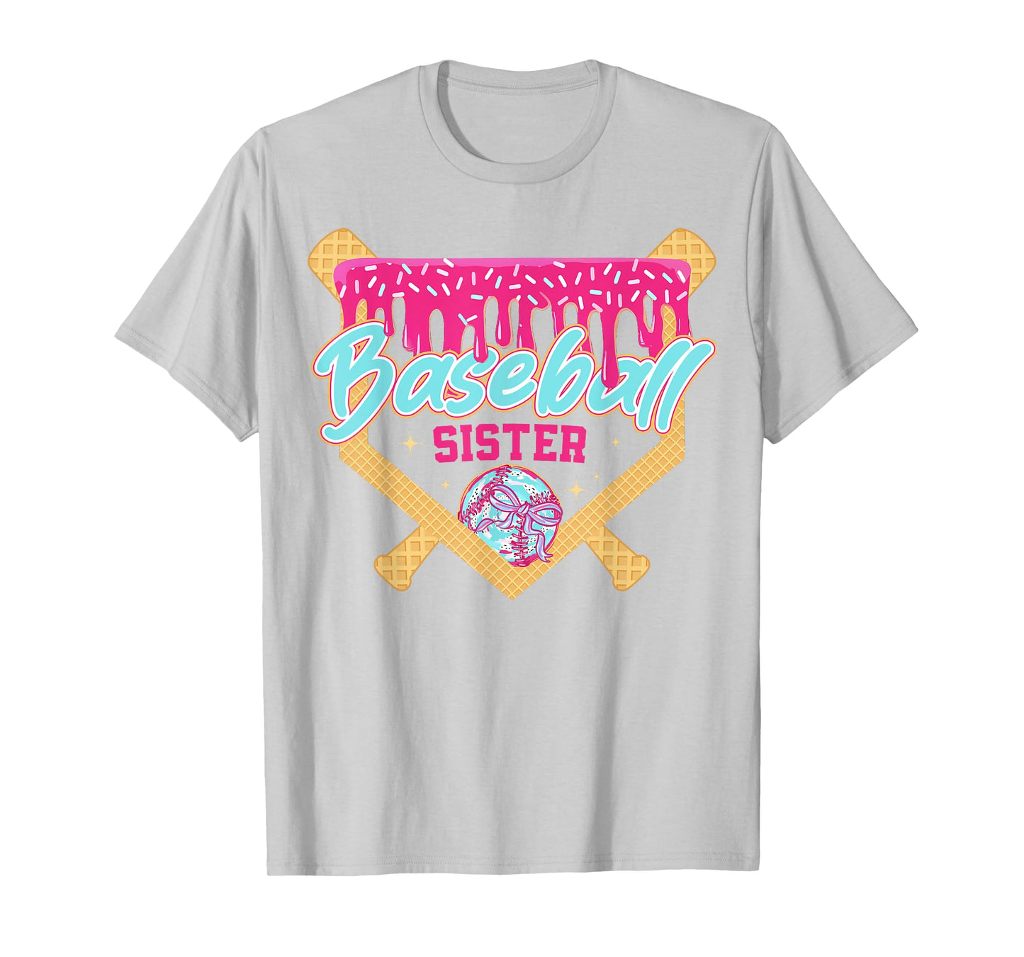Baseball Sister Drip Ice Cream Baseball Game Day T-Shirt