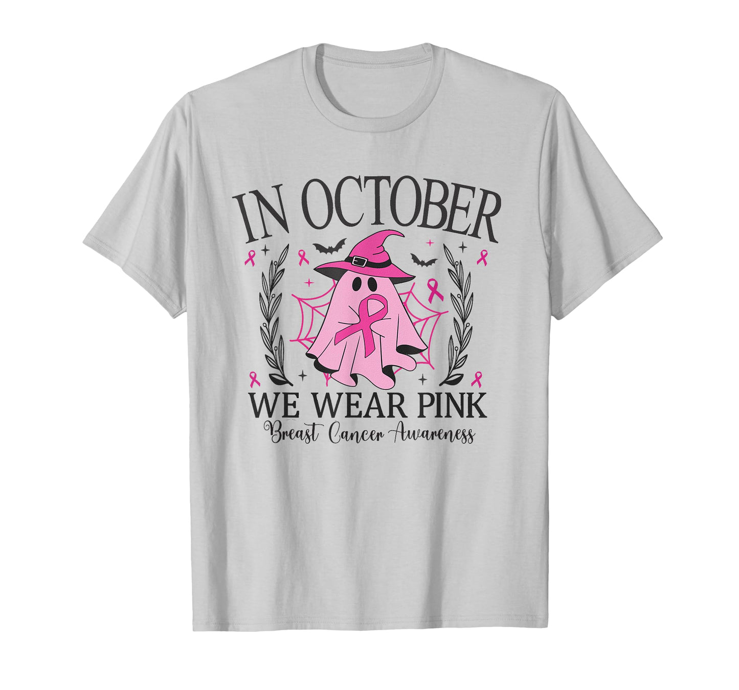 In October We Wear Pink Breast Cancer Awareness Halloween T-Shirt
