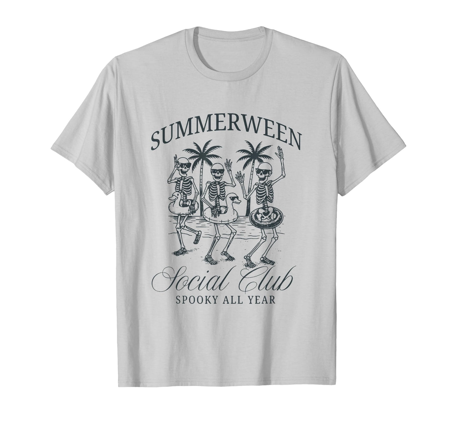 Summerween Social Club Spooky All Year Skeleton Halloween T-Shirt
