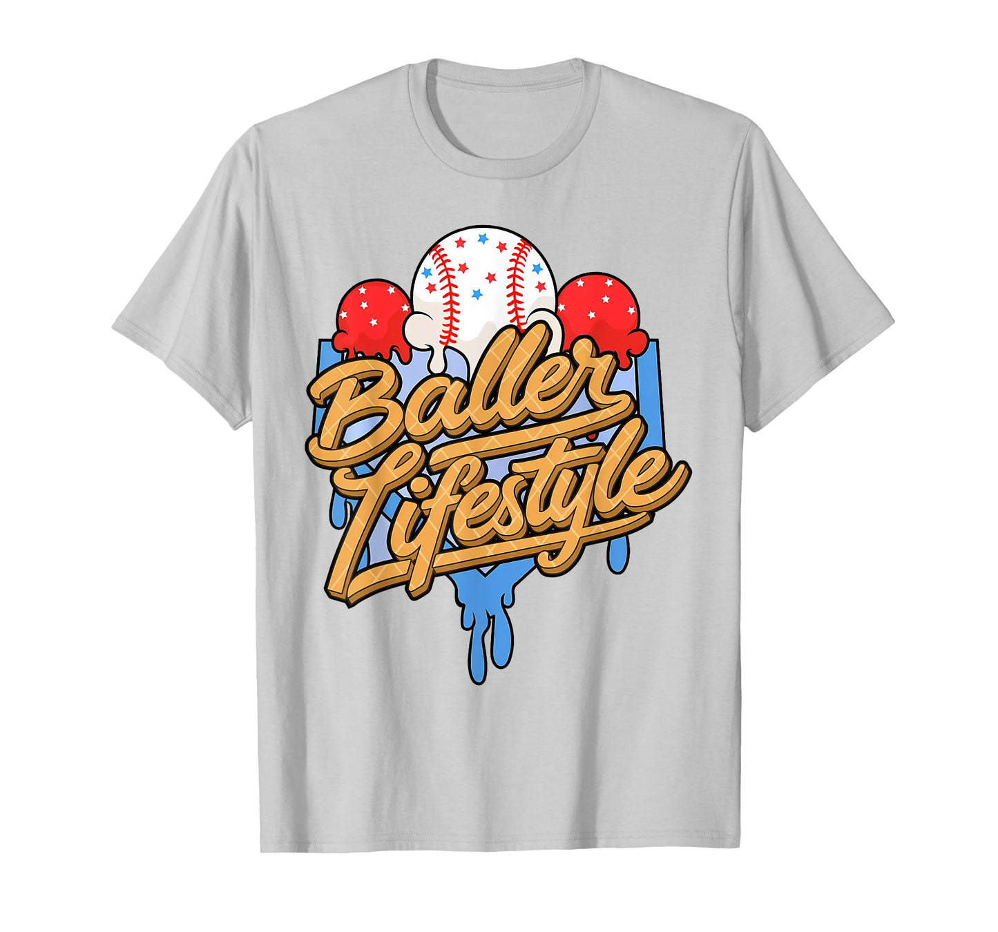 Baller Lifestyle Home Plate Ice Cream Drip Men Boys Kids T-Shirt