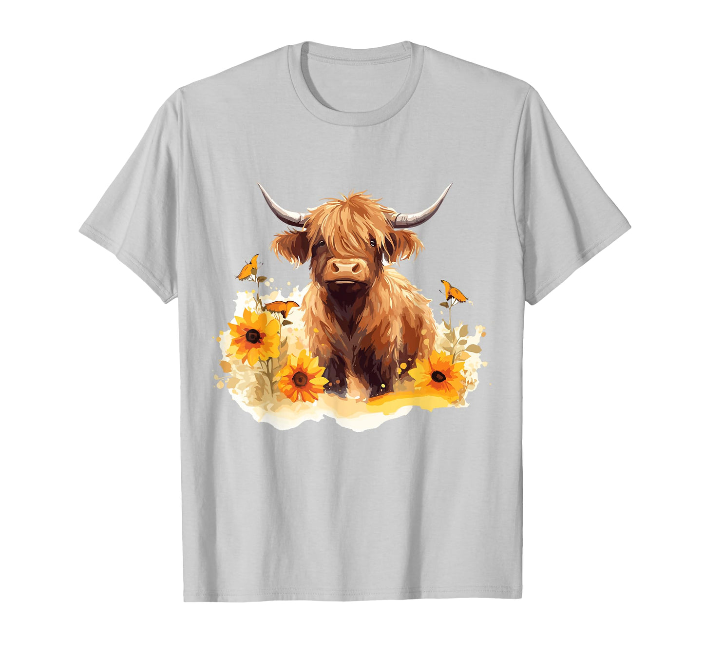 Scottish Highland Cow Sunflowers Heifer Country Farmer Girl T-Shirt