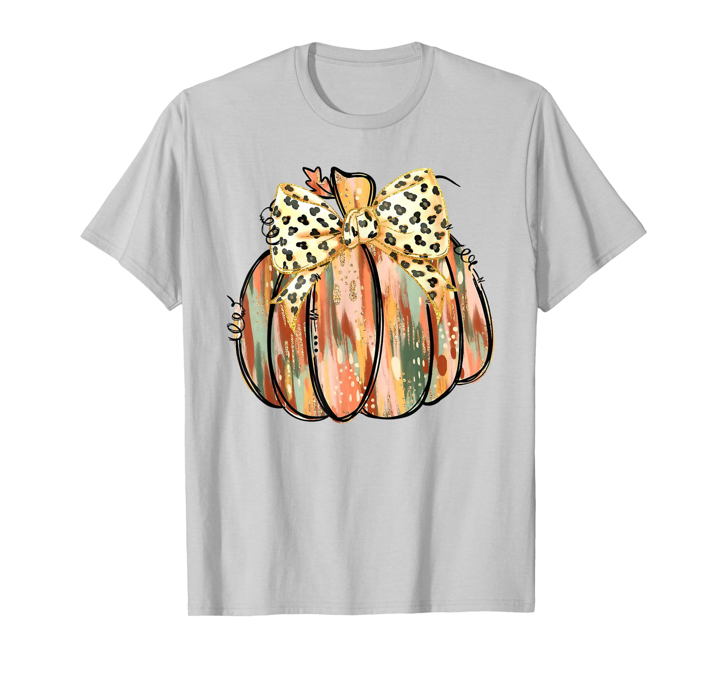 Coquette Bow Pumpkin Season Autumn Fall Leaves Thanksgiving T-Shirt