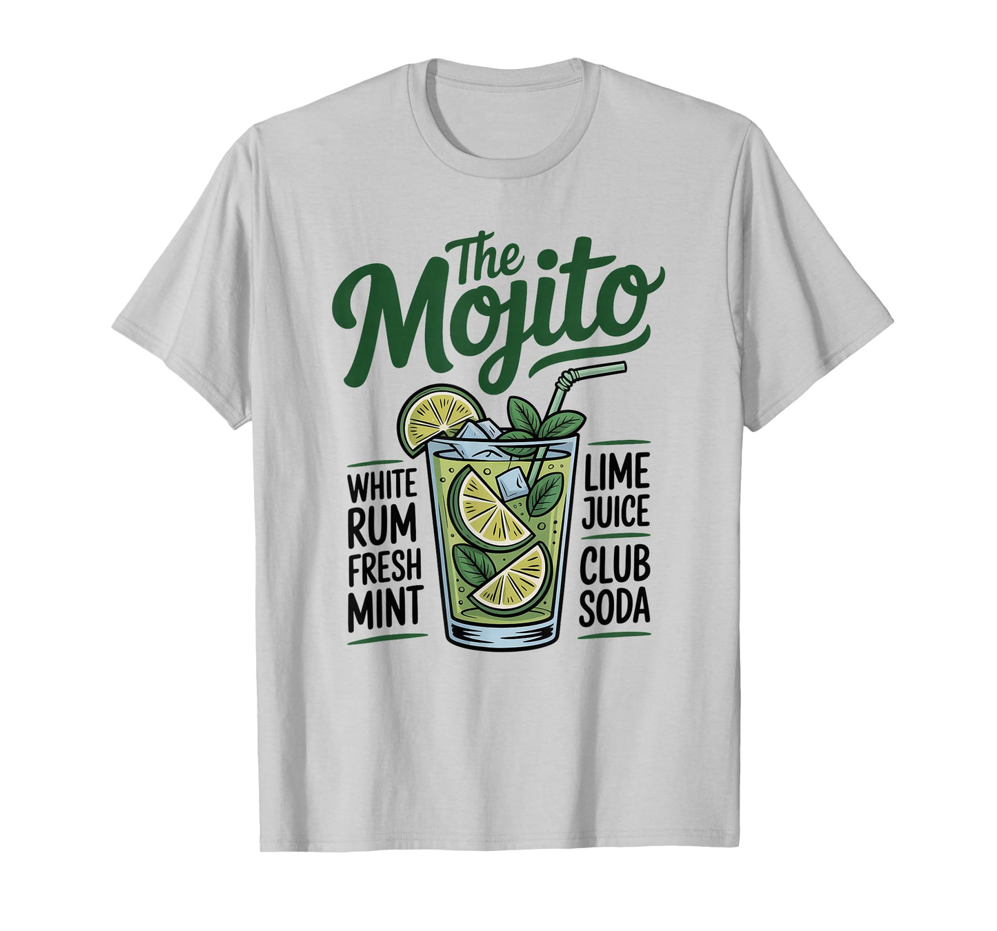 Mojito Cocktail Recipe Graphic Tee Lime Mint Rum Soda T-Shirt