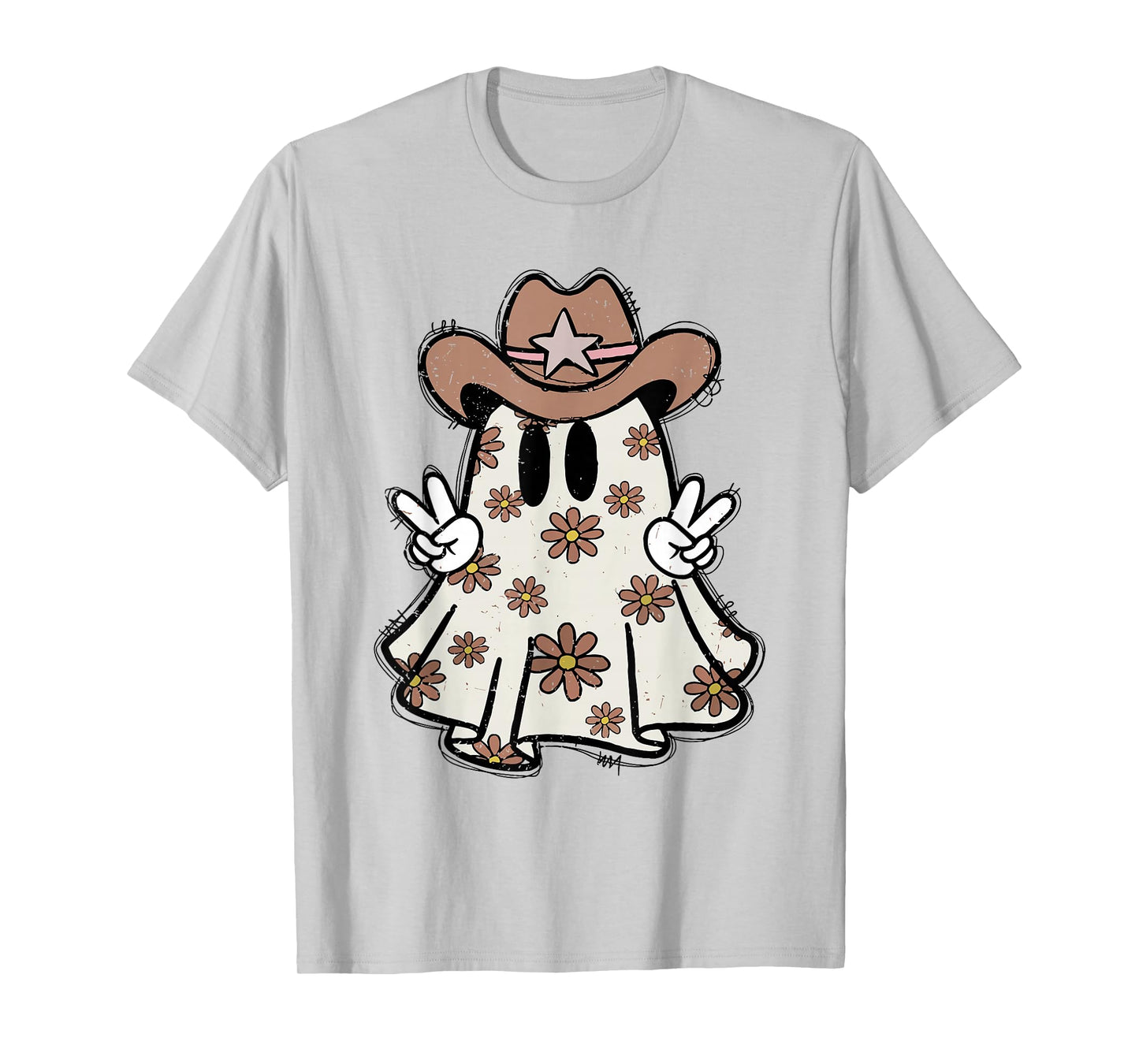 Retro Western Halloween Cowboy Ghost Howdy Cowgirl Ghost Boo T-Shirt