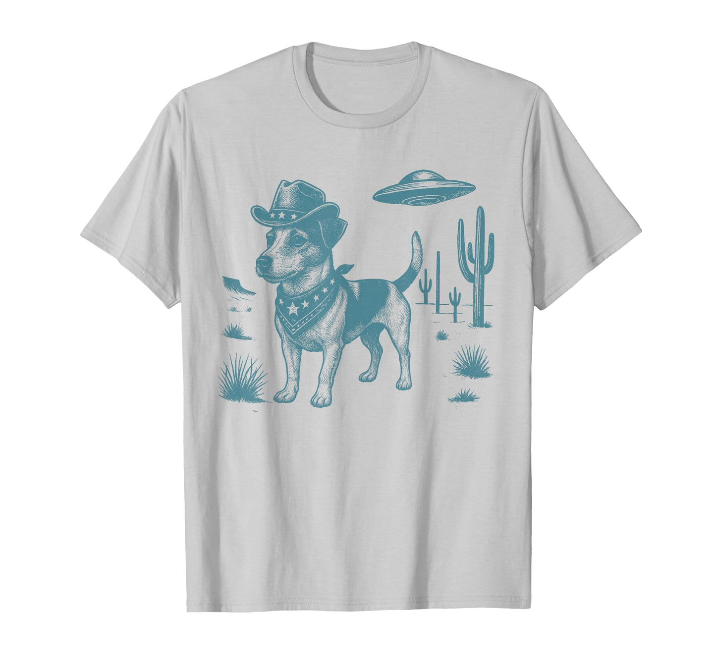 Jack Russell Cowboy Vintage UFO Western Country Dog Lovers T-Shirt