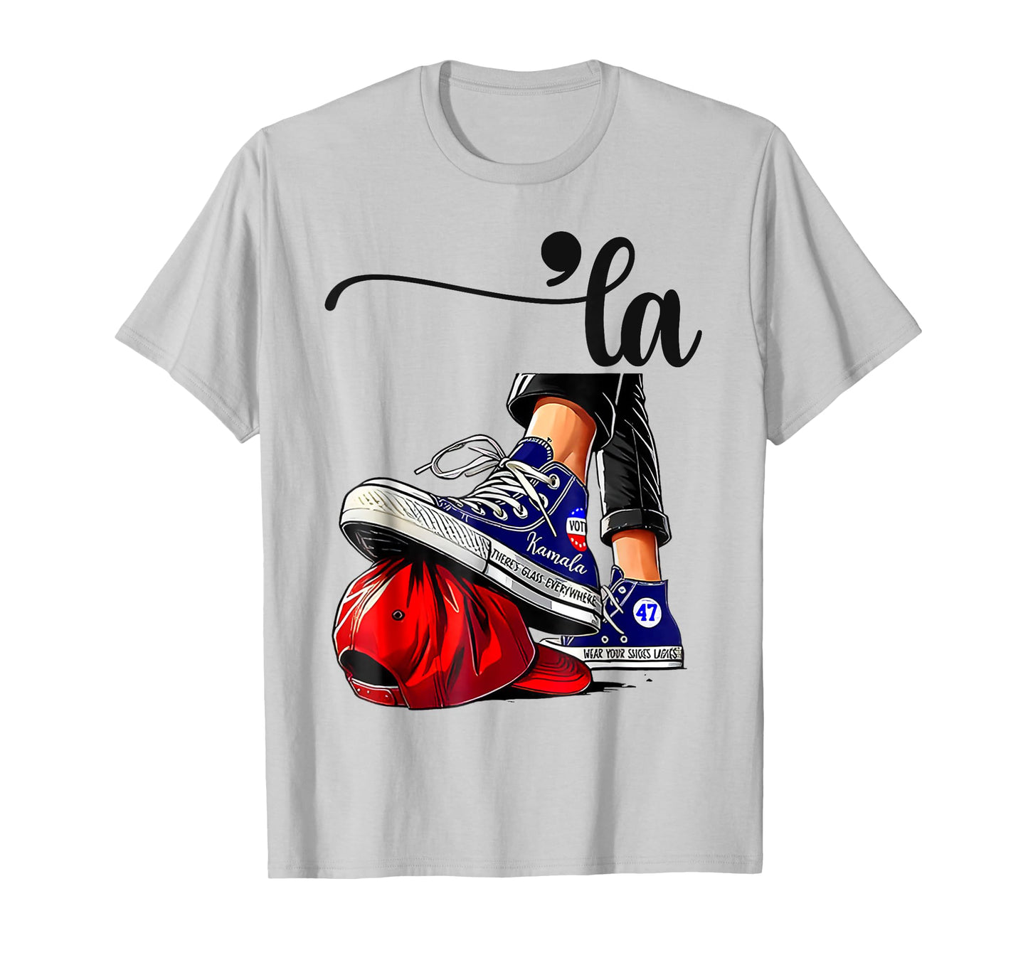 Kamala Harris High Heels Stepping On Red MAGA Hat T-Shirt