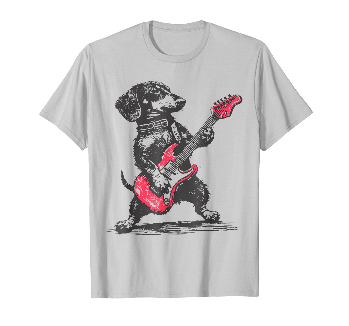 Vintage Dachshund Playing Guitar Weenie Rock and Roll T-Shirt