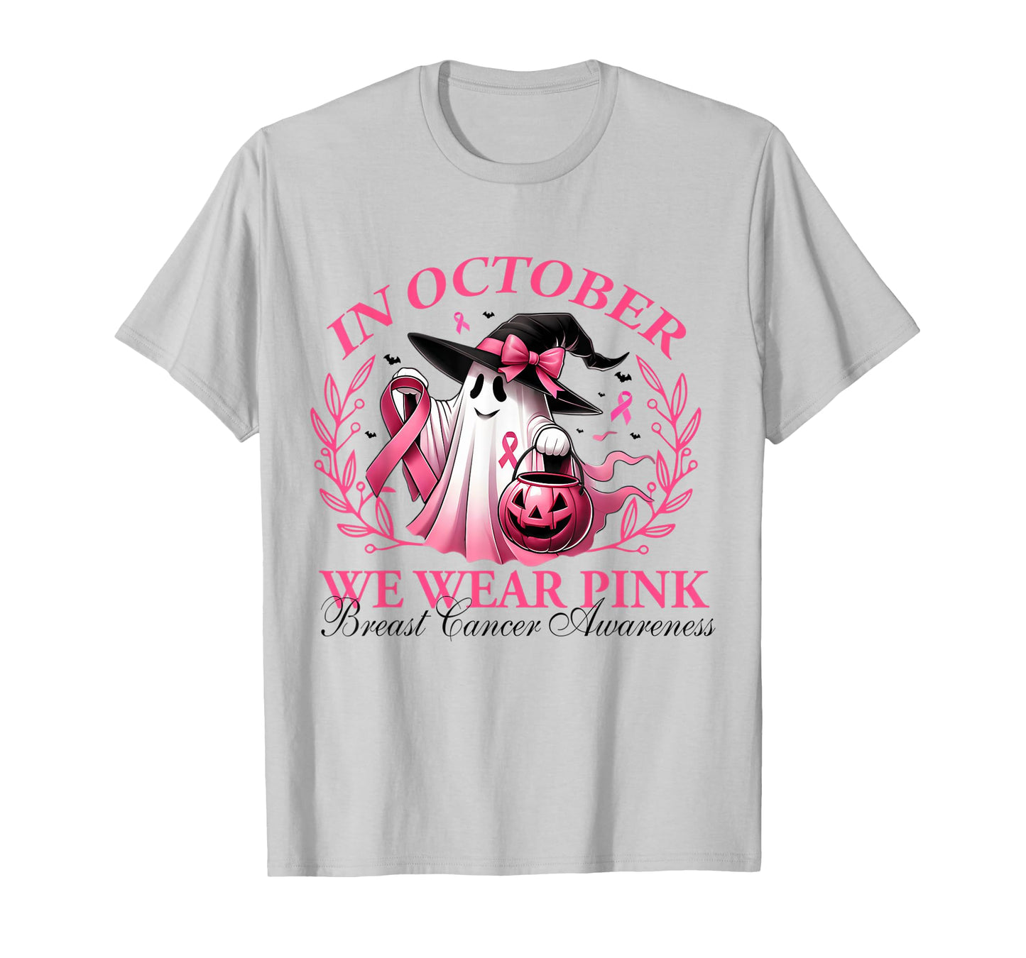 In October We Wear Pink Breast Cancer Halloween Boo T-Shirt