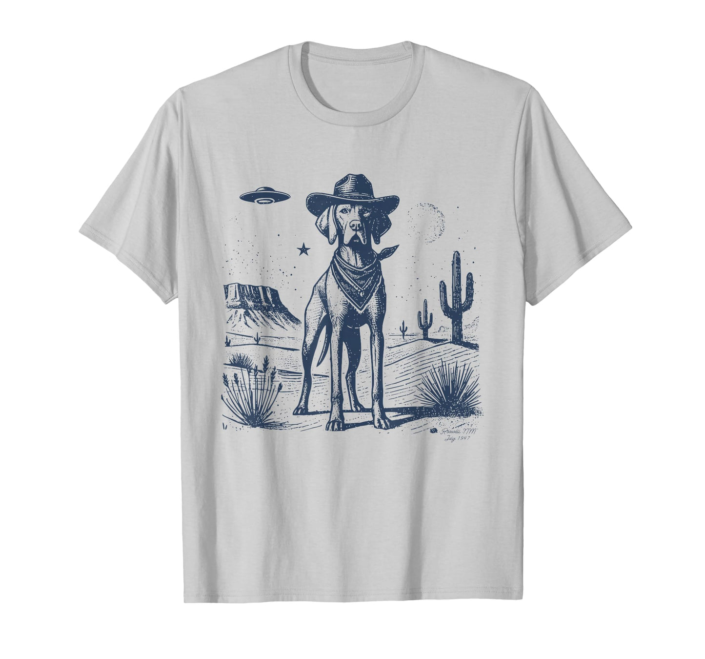 Vizsla Vintage Cowboy Hat Funny Dog Mom Retro Pet Dad T-Shirt