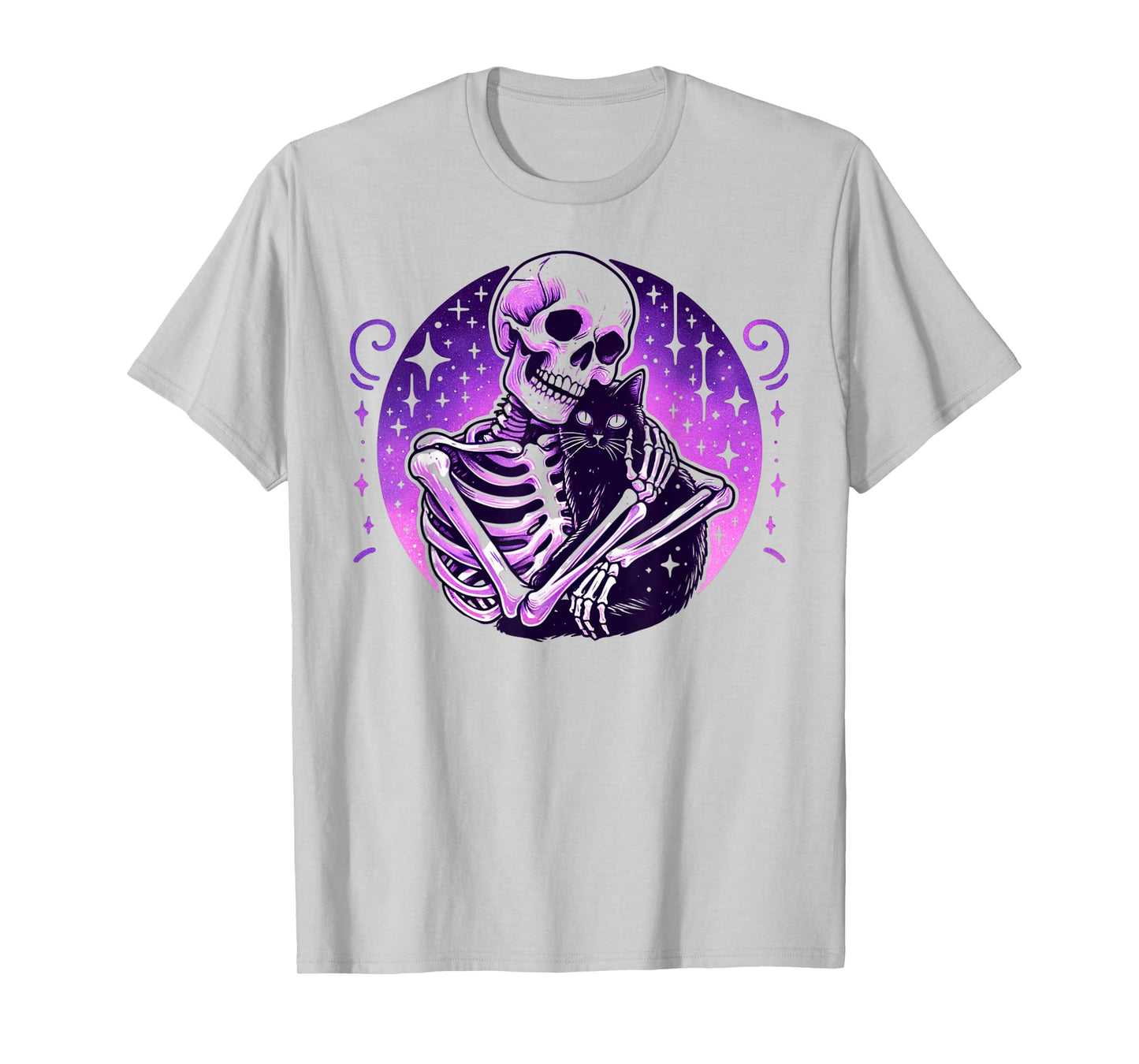 Skeleton Cute Cat Skull Kitty Goth Halloween Women T-Shirt