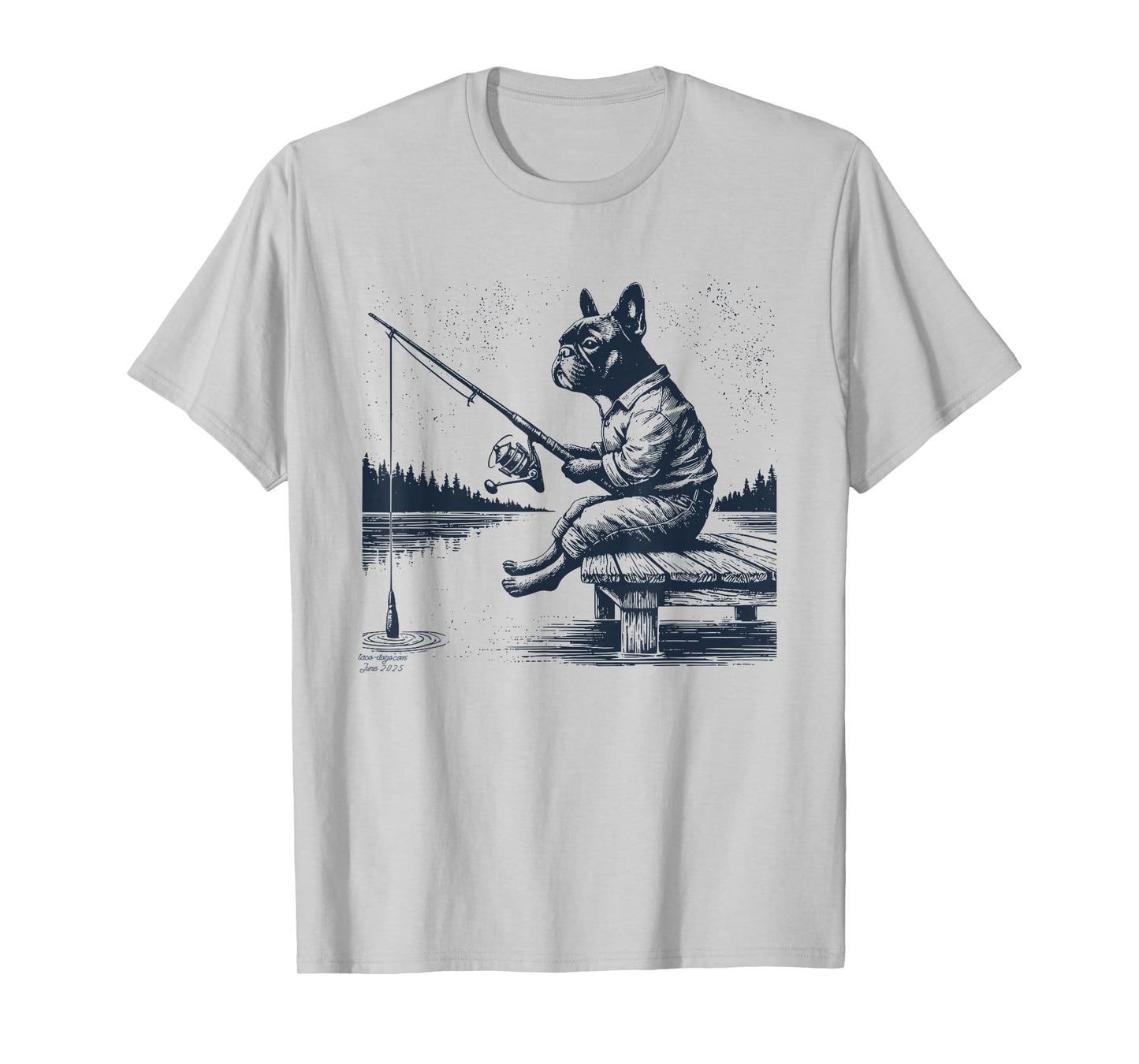 French Bulldog Frenchie Fishing Funny Fish Dog Mom Pet Dad T-Shirt
