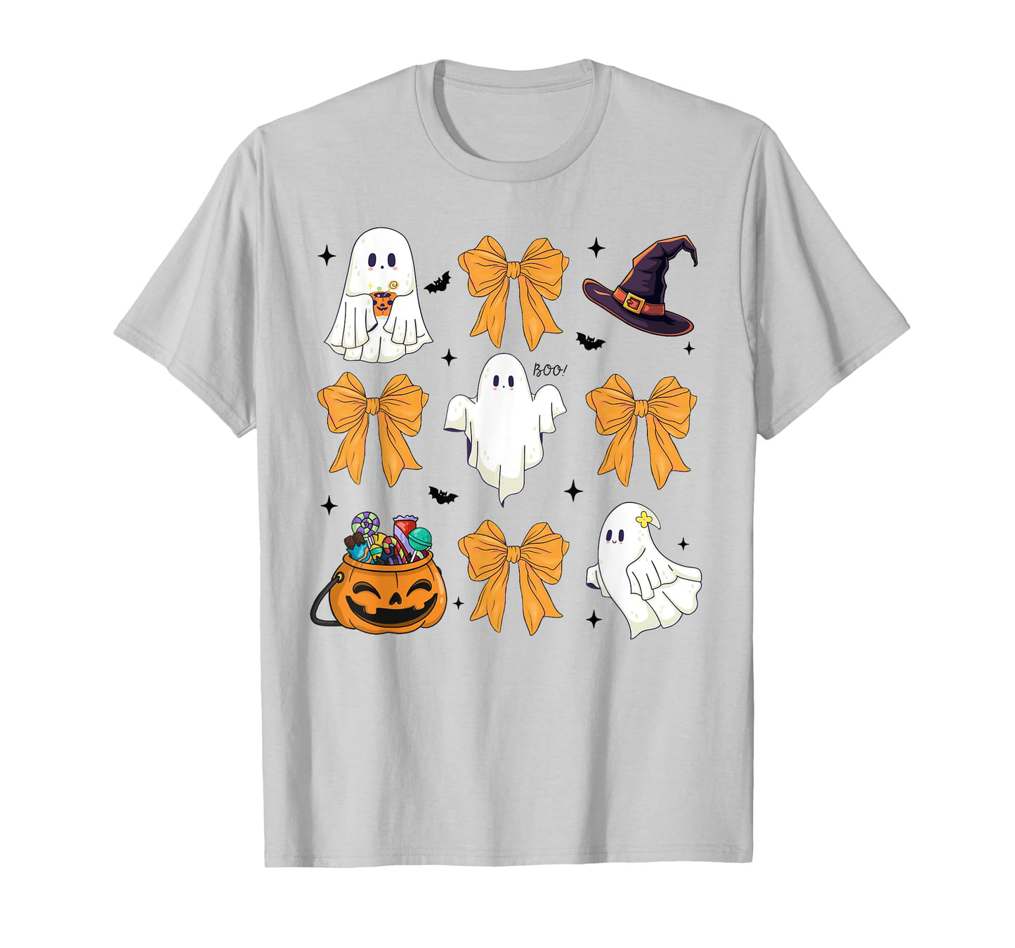 Spooky Season Cute Boo Ghost Coquette Bow Halloween Costume T-Shirt
