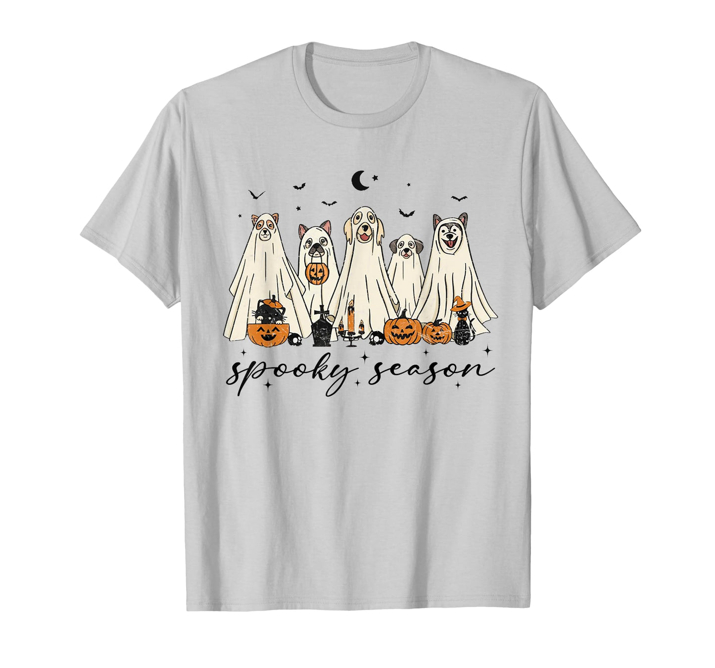 Spooky Season Cute Ghost Dog Pumpkin Halloween T-Shirt