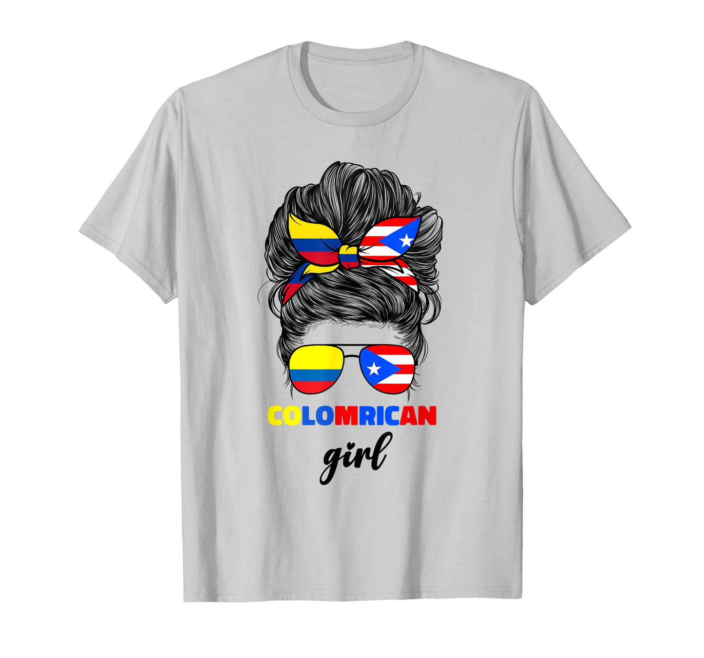 Colombian And Puerto Rican Rico Colombia Flag Girl For Women T-Shirt