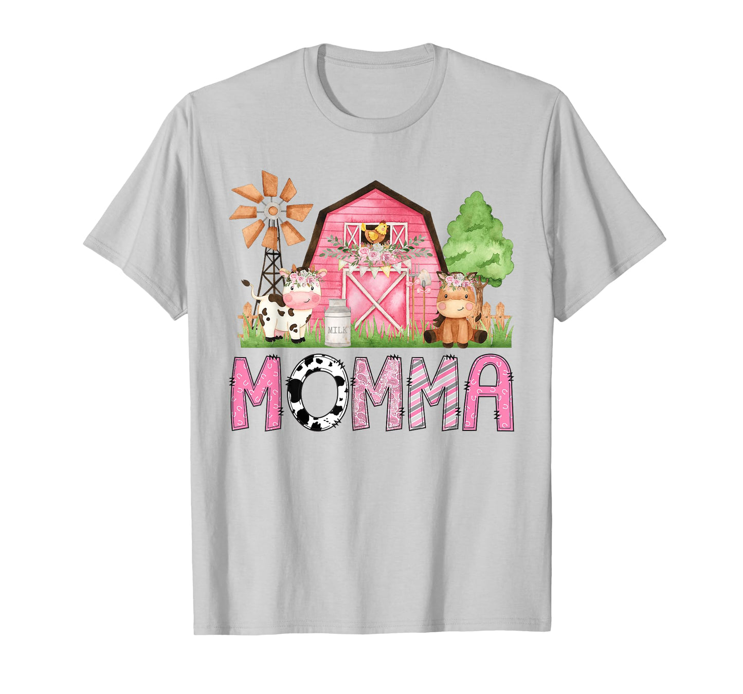 Momma Pink Farm Animal Birthday Kids Matching Family T-Shirt