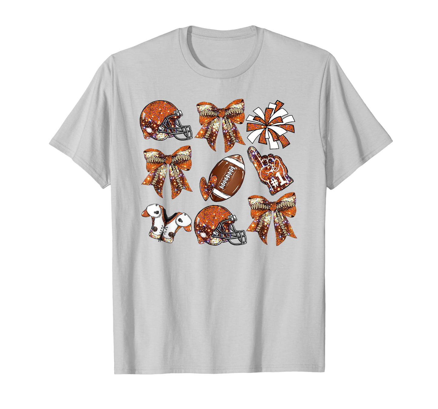 Orange Coquette Bow Football Game Day Women Girls Kids T-Shirt