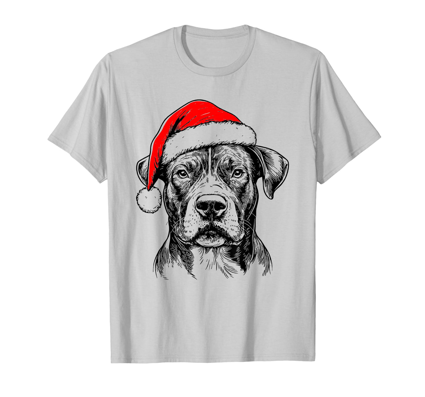 Pitbull with Santa Hat Christmas Dog Lover T-Shirt
