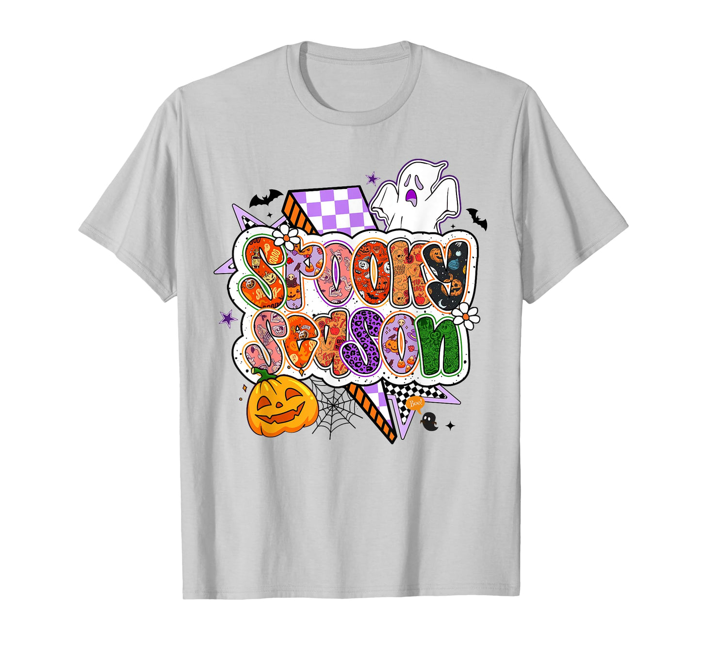 Spooky Season Vibes Halloween Ghost Pumpkin Men Women Girls T-Shirt