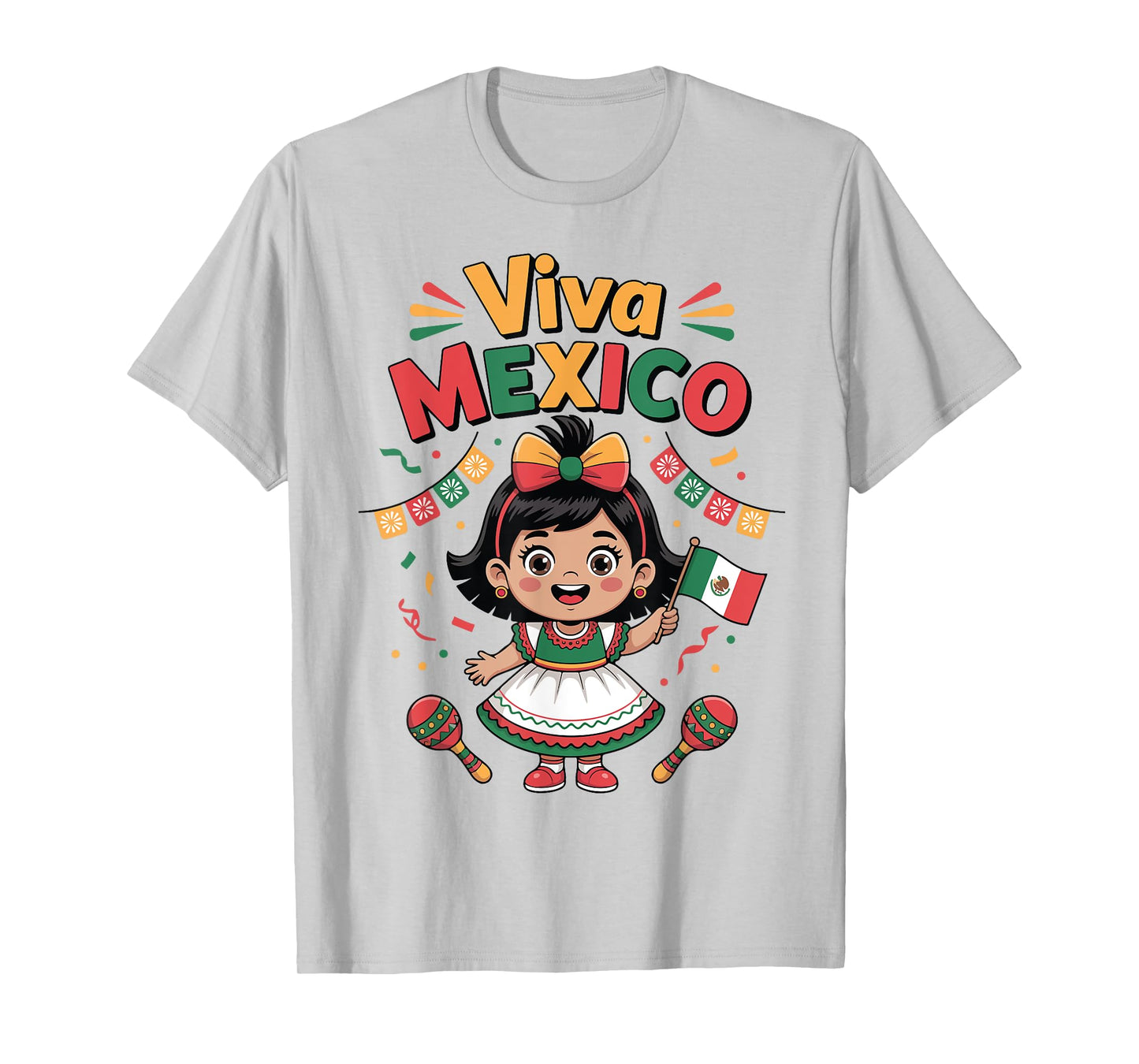Viva Mexico Shirt Toddler Girl Mexican Flag Independence Day T-Shirt