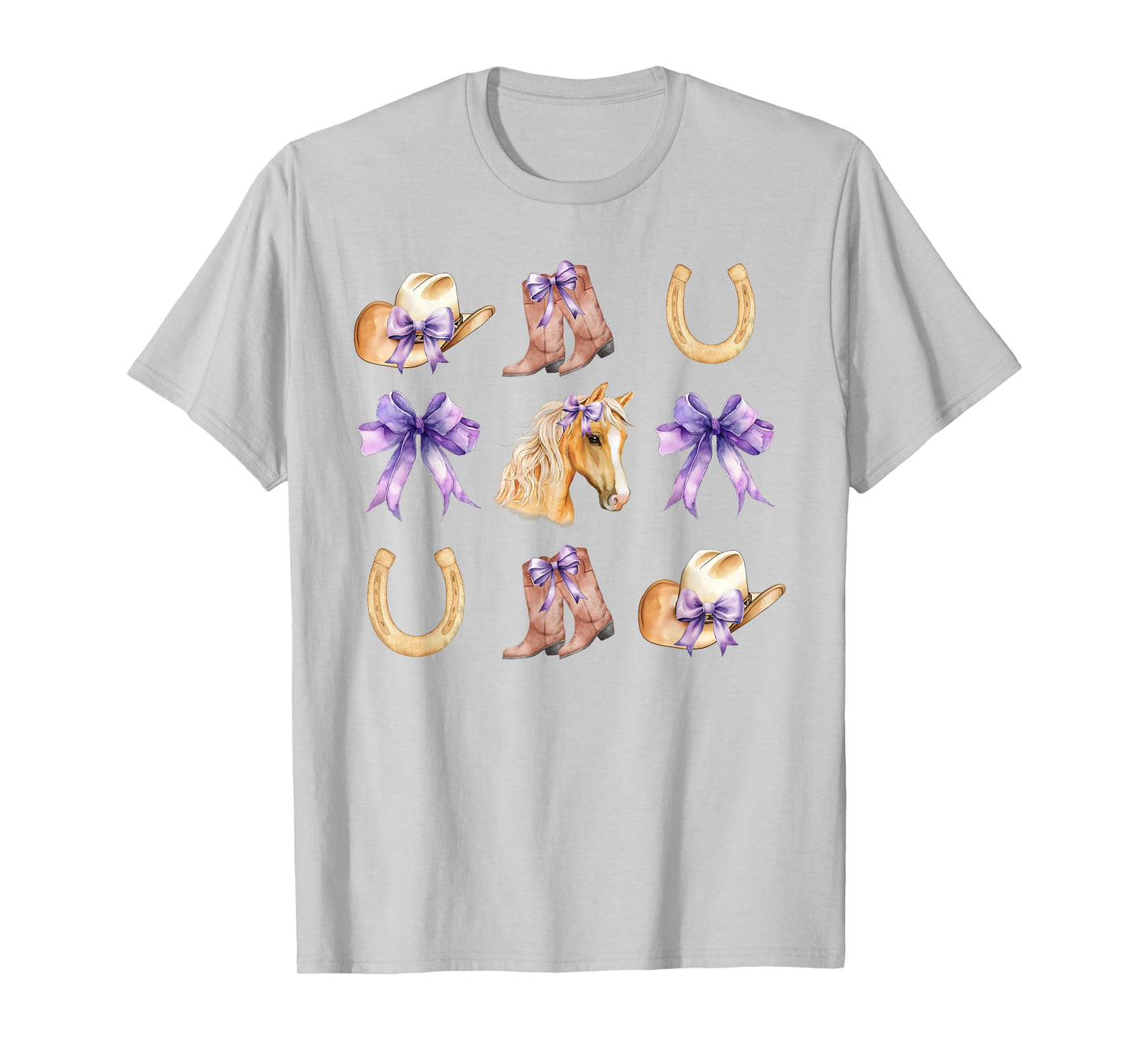 Western Girl Country Rodeo Purple Cowgirl Horse Coquette Bow T-Shirt
