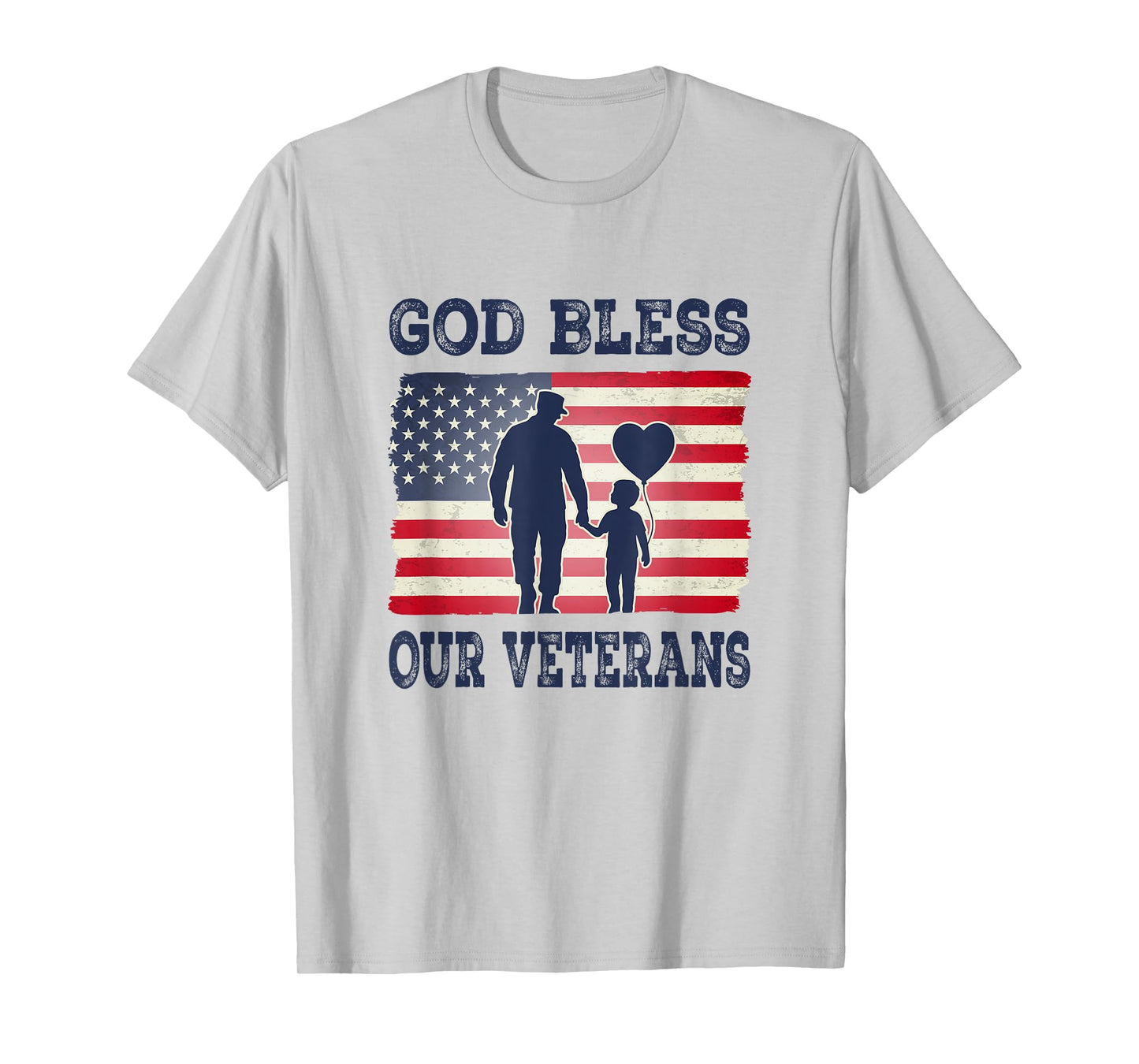 God Bless Our Veterans Soldier Dad Heart Balloon T-Shirt