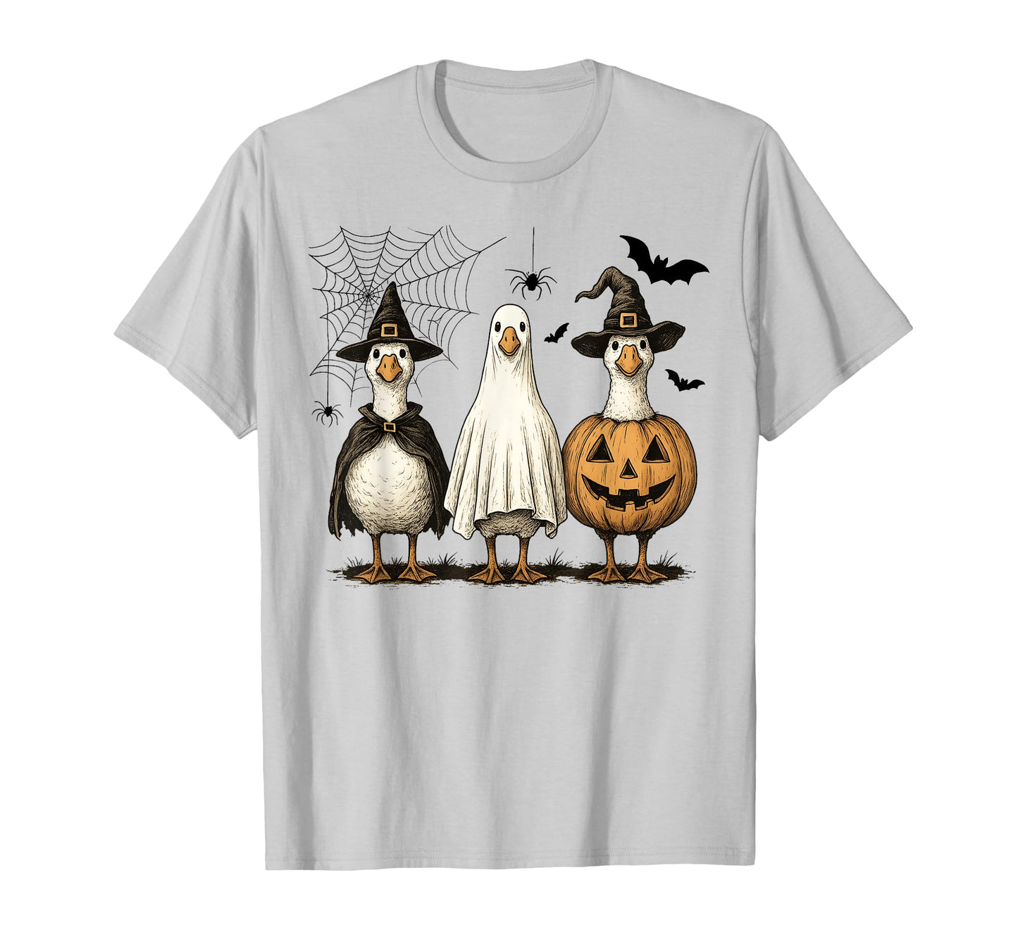 Spooky Goose Halloween Ghost Witch Pumpkin Costume Party T-Shirt