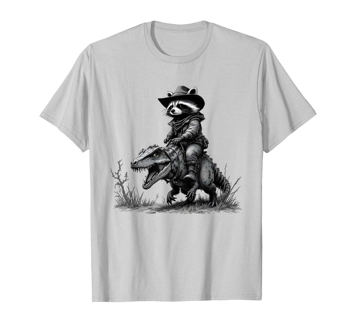 Raccoon Cowboy Cowgirl Panda Trash Western Vintage Dinosaur T-Shirt