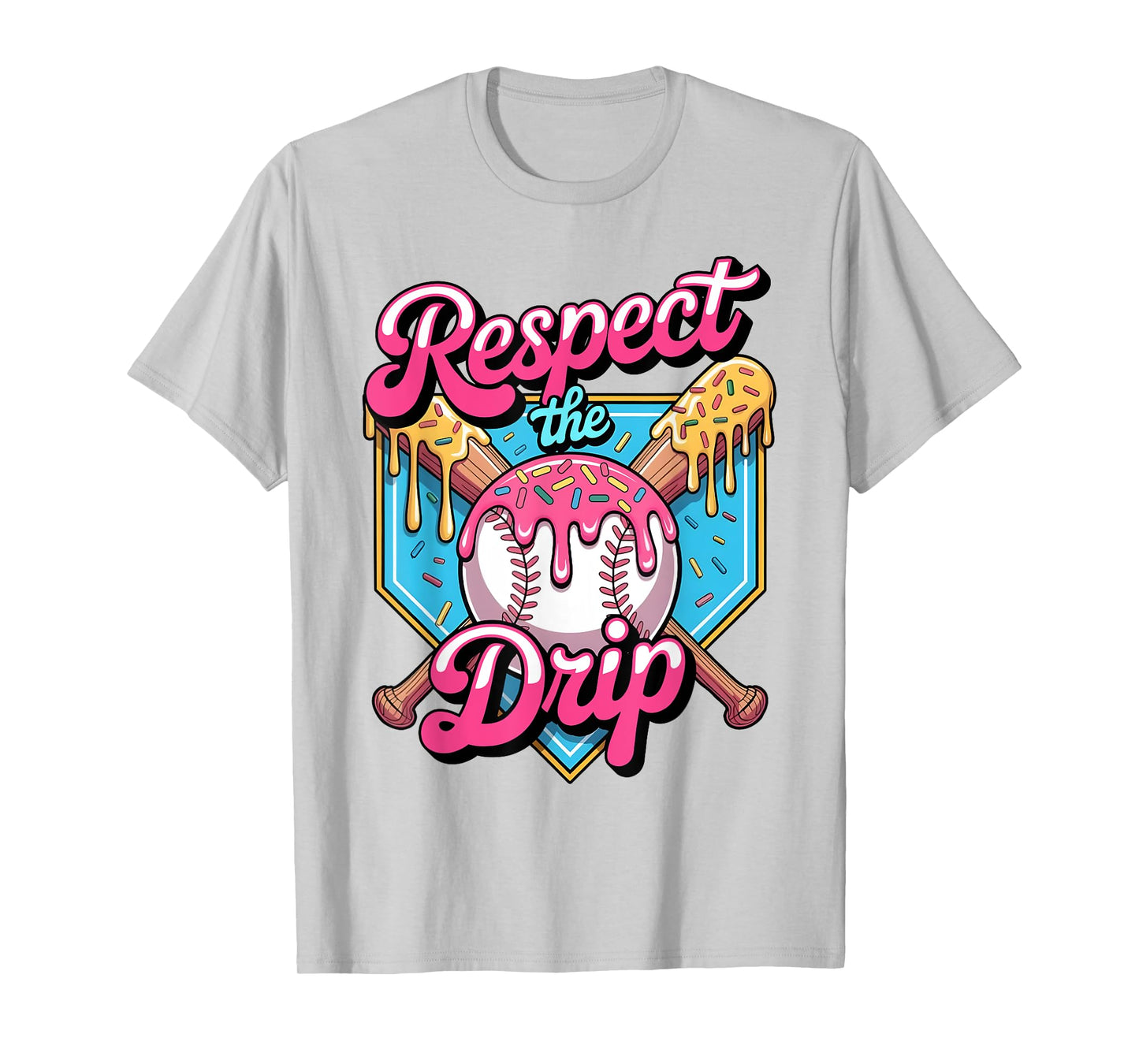 Respect The Drip Baseball Home Plate Ice Cream Dripping T-Shirt
