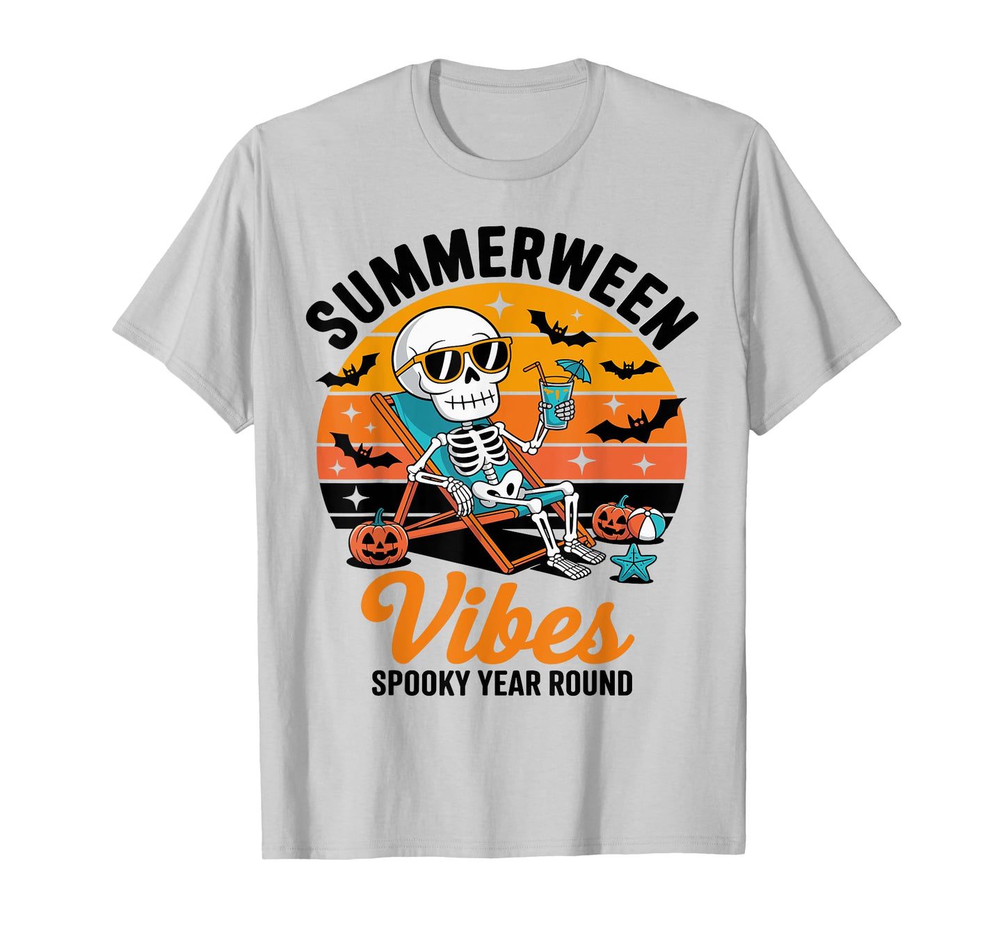 Summerween Spooky Summer summerween party Halloween Skeleton T-Shirt