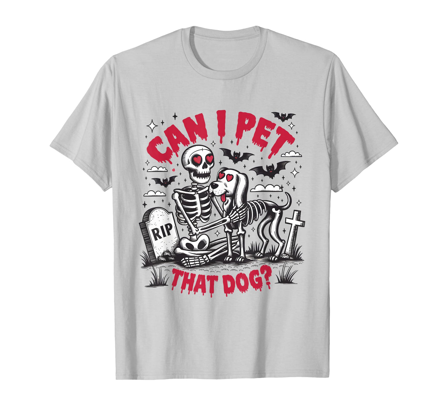 Can I Pet That Dog Lover Meme Funny Skeleton Halloween Men Women Kids T-Shirt