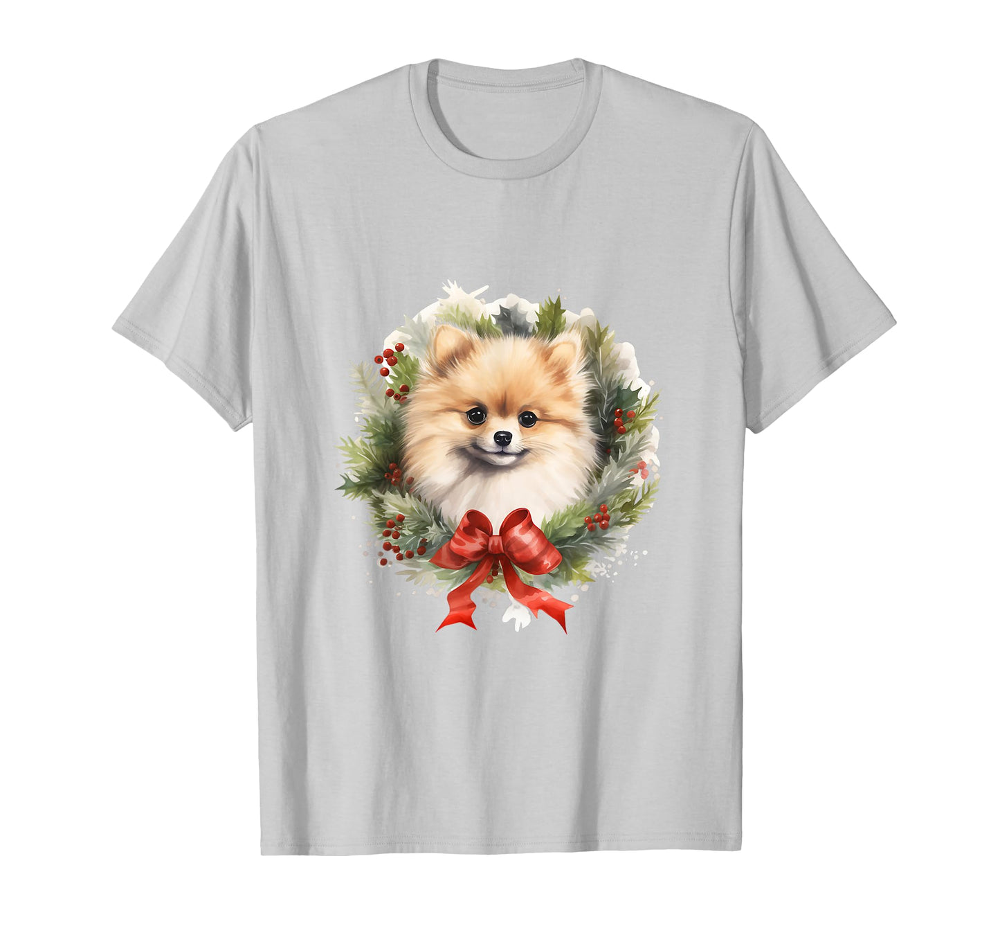 Pomeranian Christmas Wreath Decoration Xmas Pajamas T-Shirt