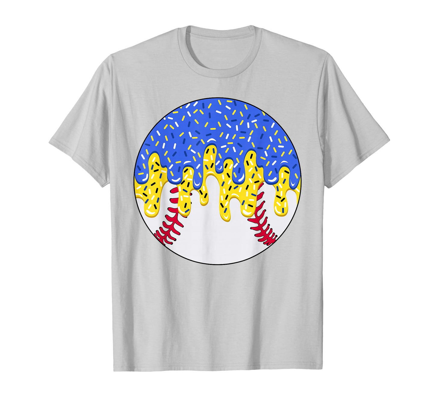 Baseball Blue and Gold Ice Cream Drip with Sprinkles T-Shirt