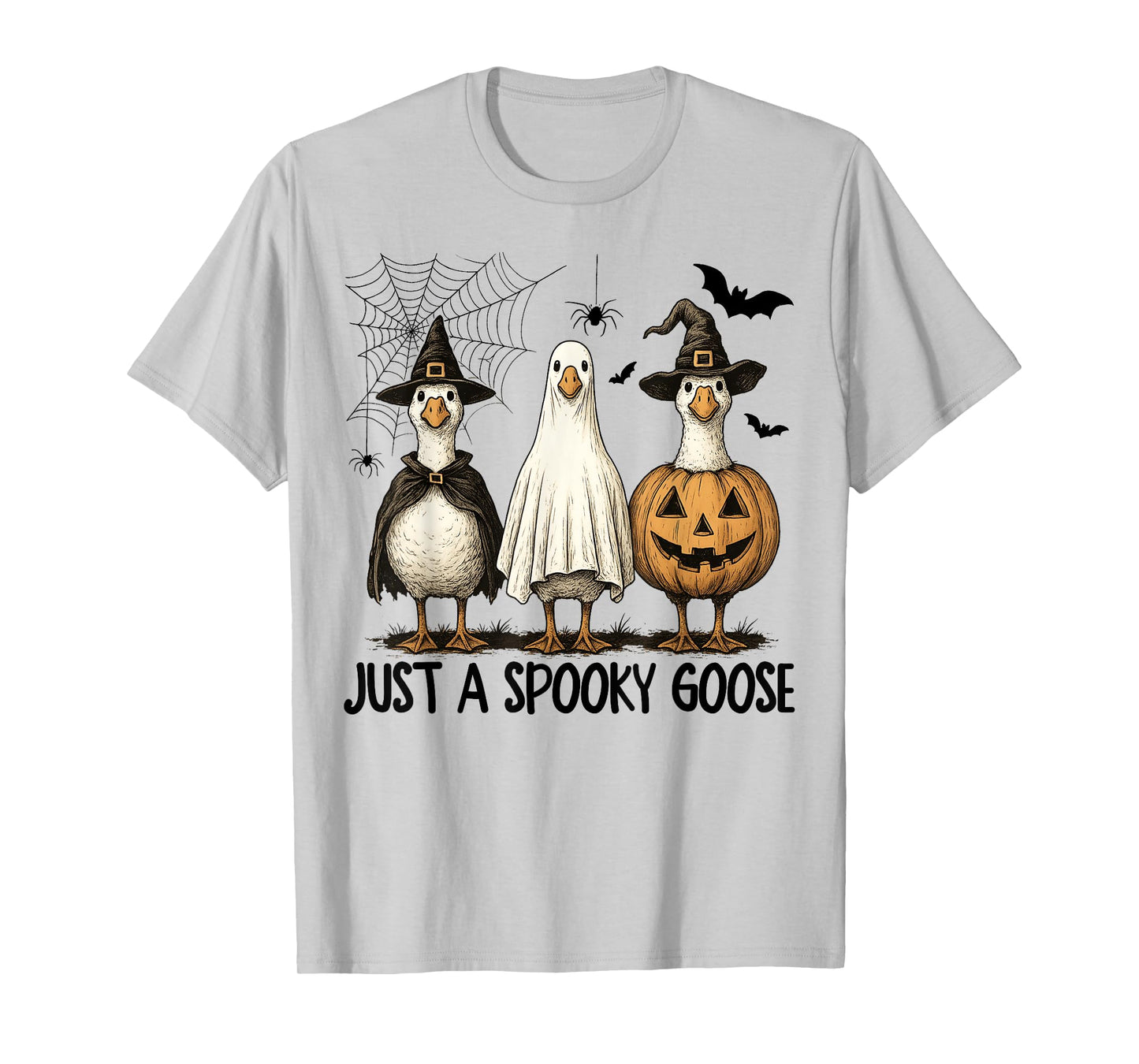 Spooky Goose Halloween Ghost Witch Pumpkin Costume Party T-Shirt