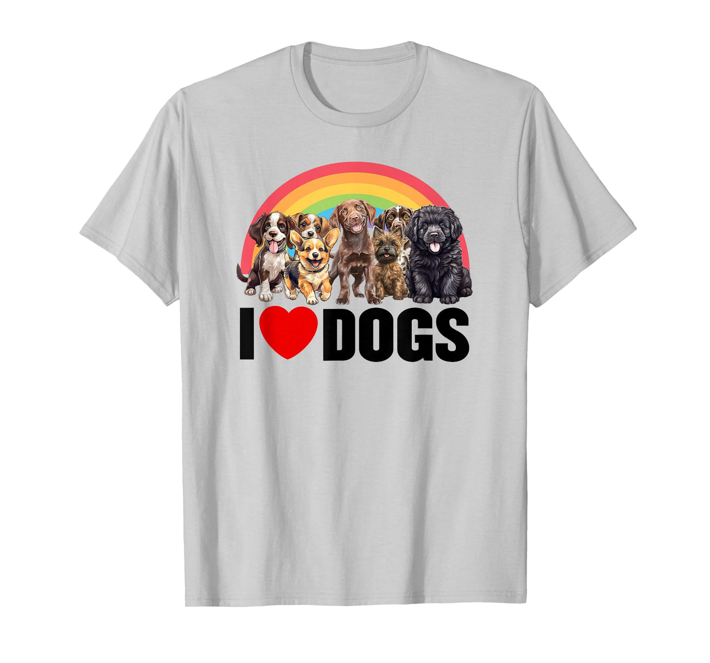 I Love Dogs Shirt, Cute Rainbow Shirt, Funny I Heart Dogs T-Shirt