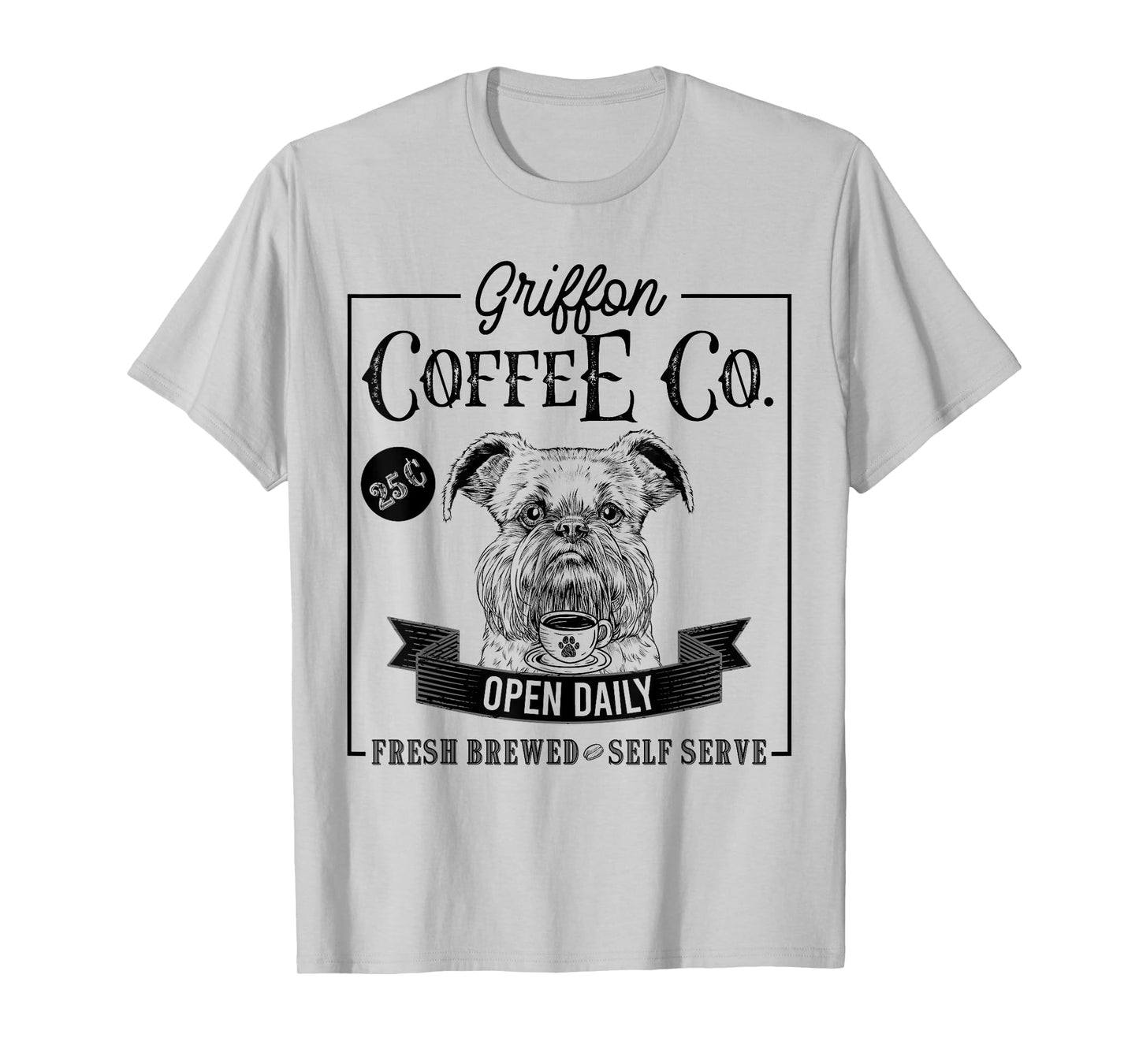 Retro Brussels Griffon Coffee Funny Dog Mom Coffee Lover T-Shirt