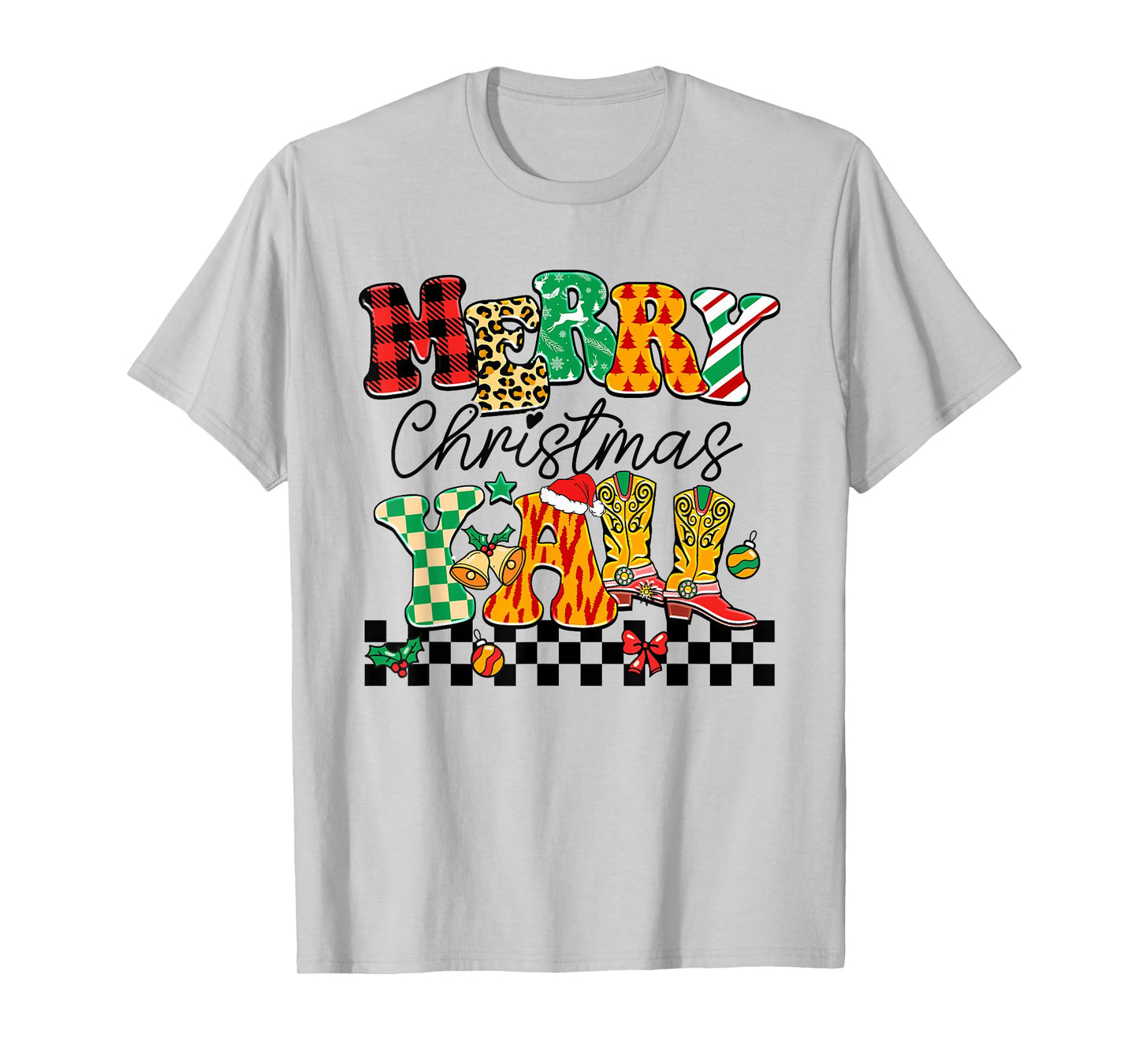 Merry Christmas Y'all Western Cowgirl Holiday Boots T-Shirt