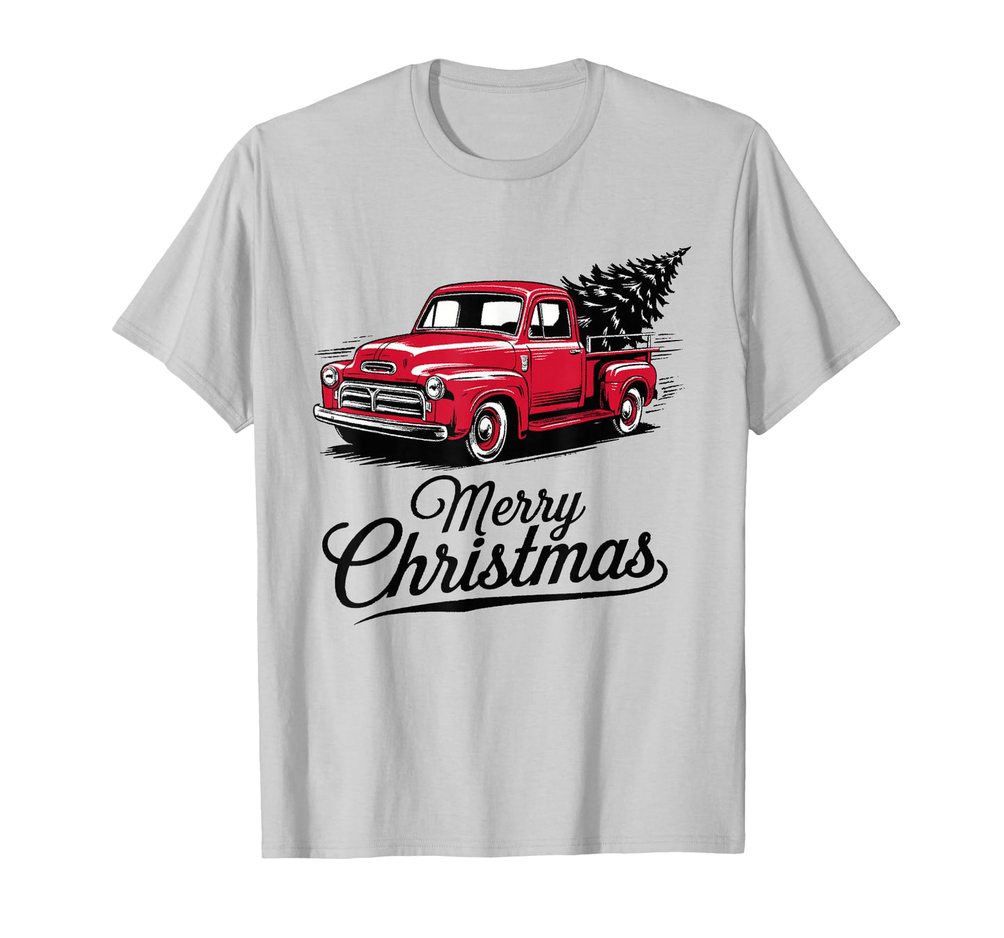 Red Pickup Truck Christmas Tree Vintage Christmas Men Women T-Shirt