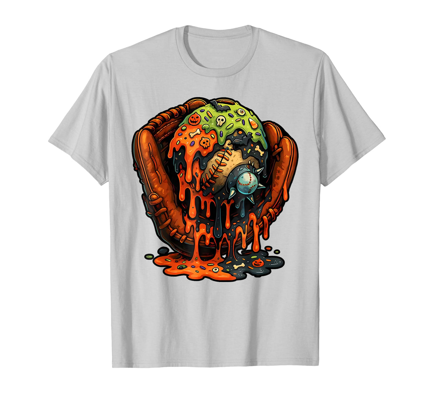Baseball Glove Halloween Ice Cream Drip Men Boys Kids T-Shirt