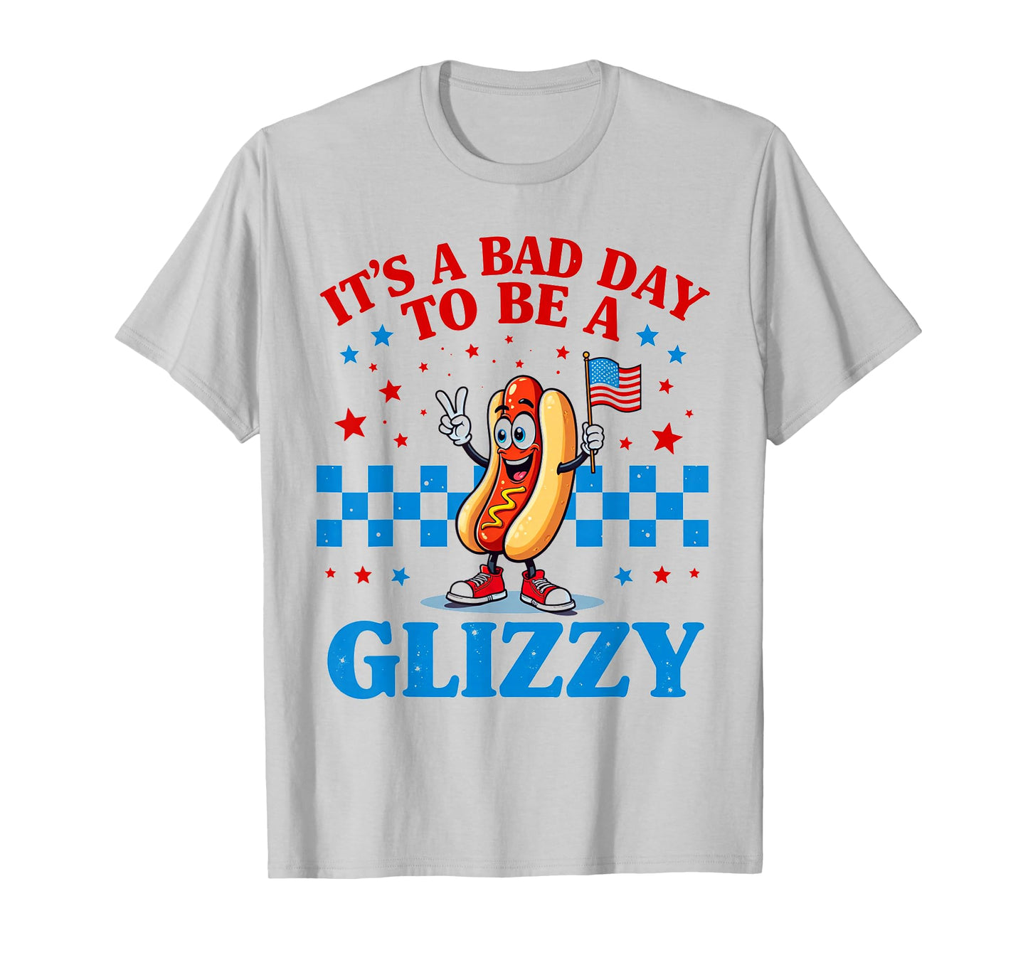 Funny Hot Dog Glizzy 4th of July 2025 Patriotic USA Flag Fun T-Shirt