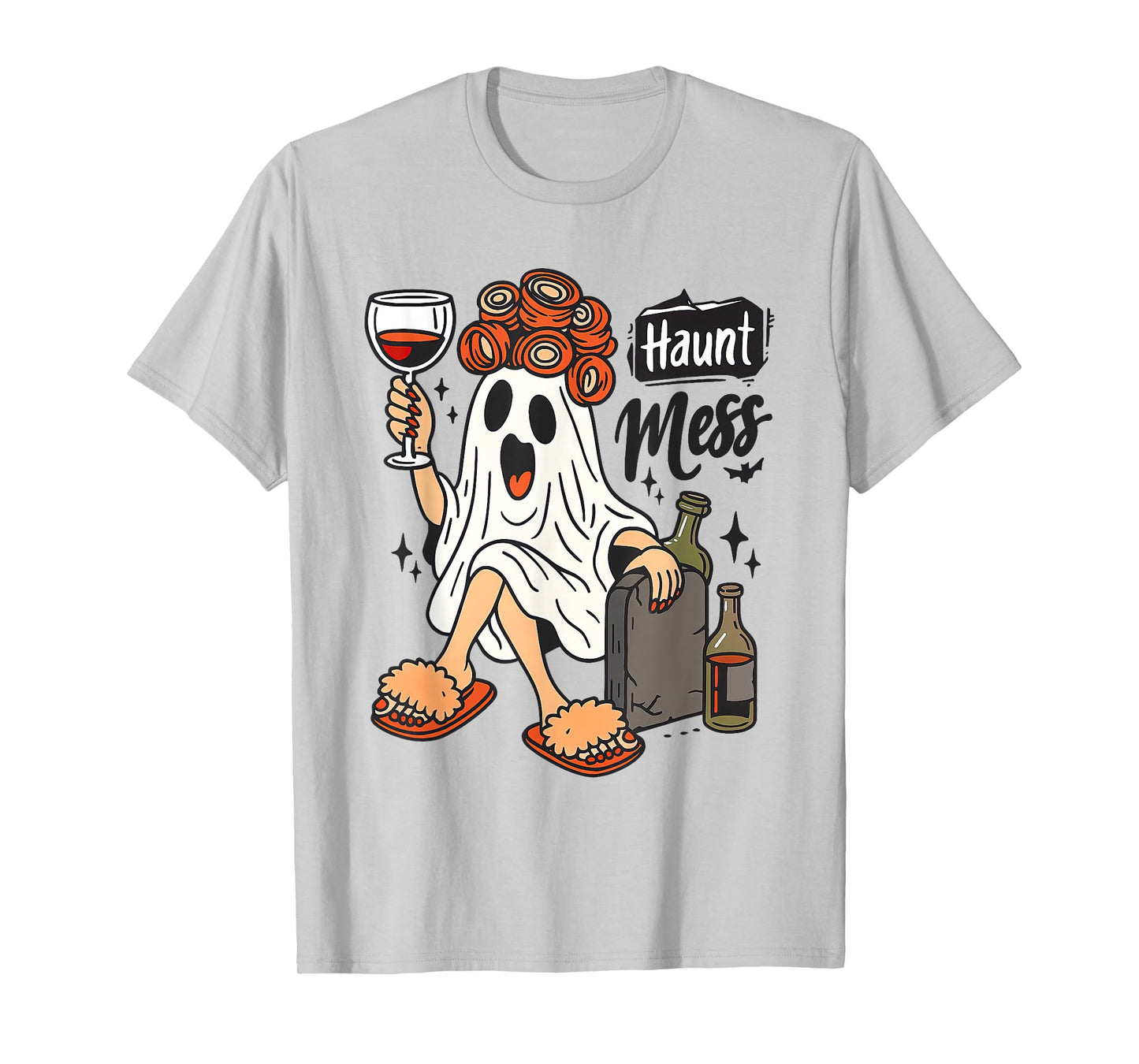 Halloween Haunt Mess, Wine Ghost Boos Drinking,Spooky Season T-Shirt