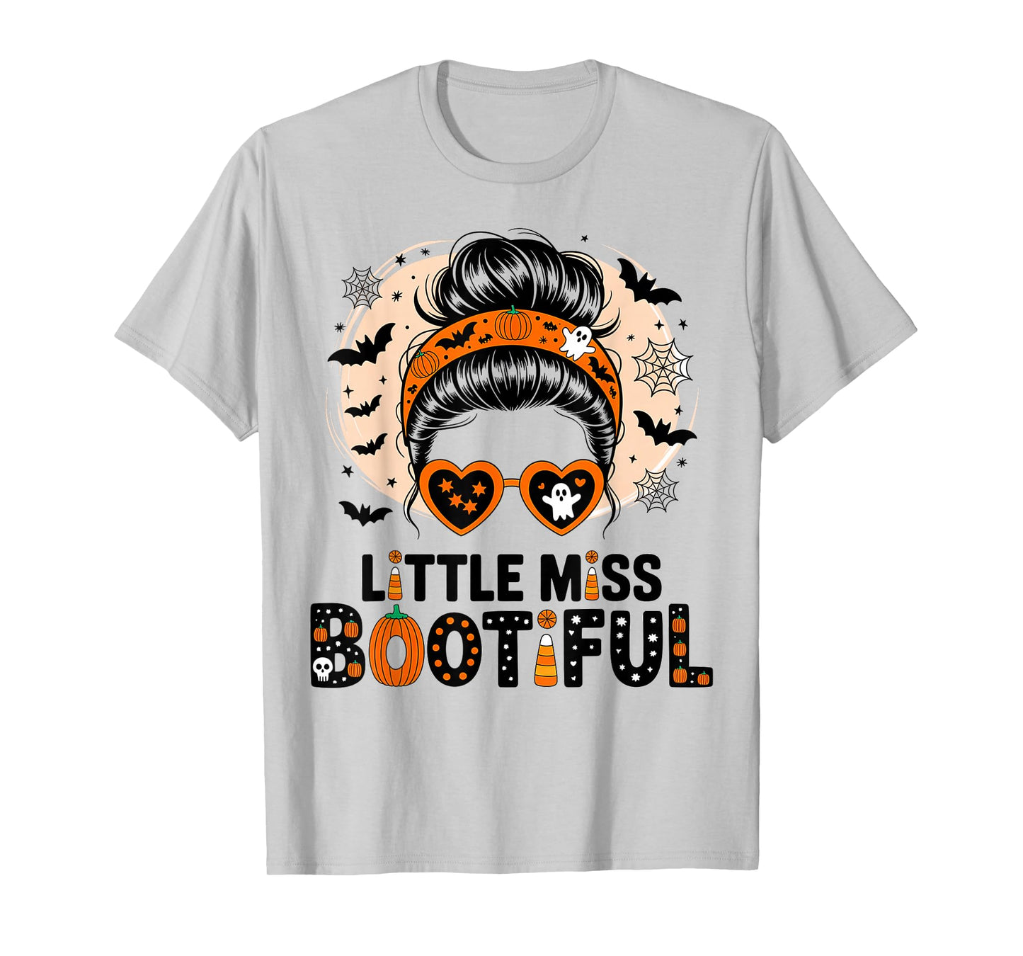 Little Miss Bootiful Messy Bun Halloween Costumes Girl Kid T-Shirt