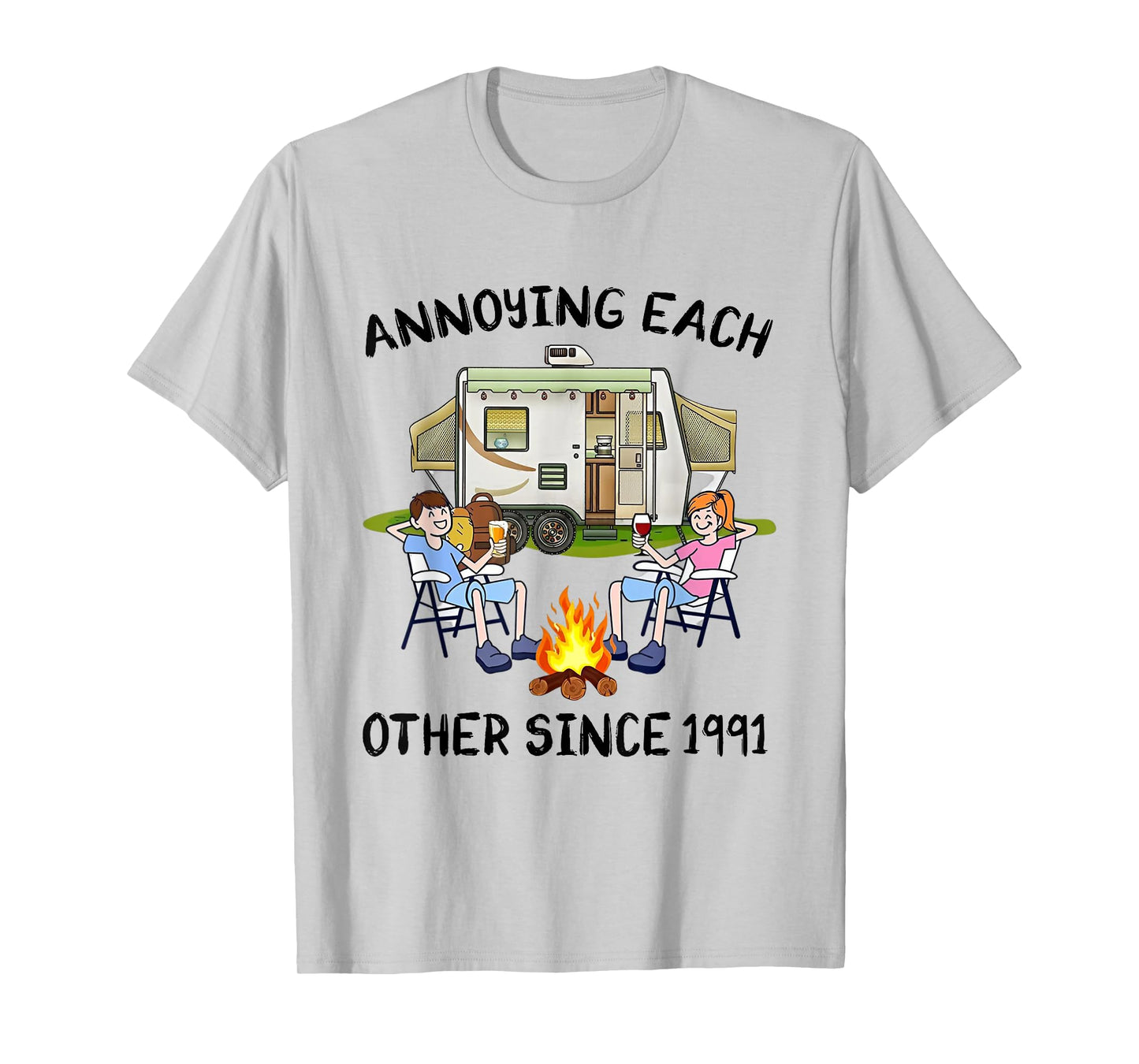 Annoying Each Other Since 1991 RV Van Campfire Couple T-Shirt