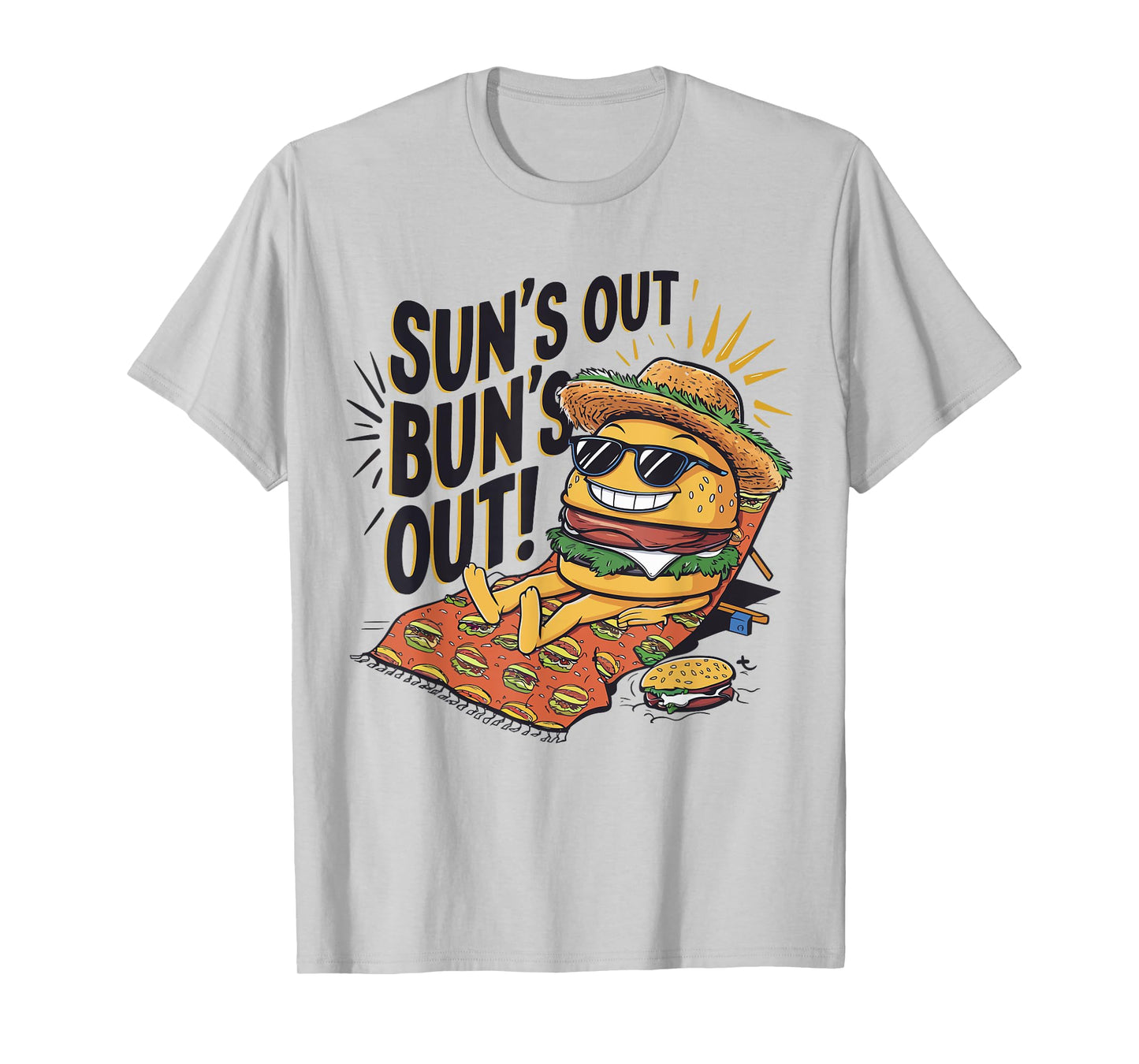 Sun's Out Bun's Out Funny Summer Cheeseburger Food Lover T-Shirt for Men Women