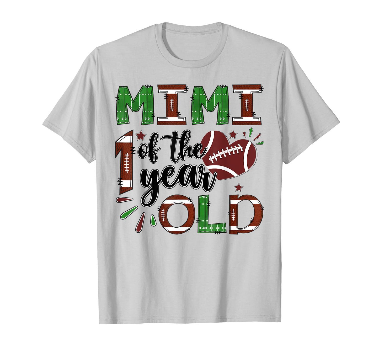 Mimi Of The 1 Year Old Football 1St Year Down Birthday T-Shirt
